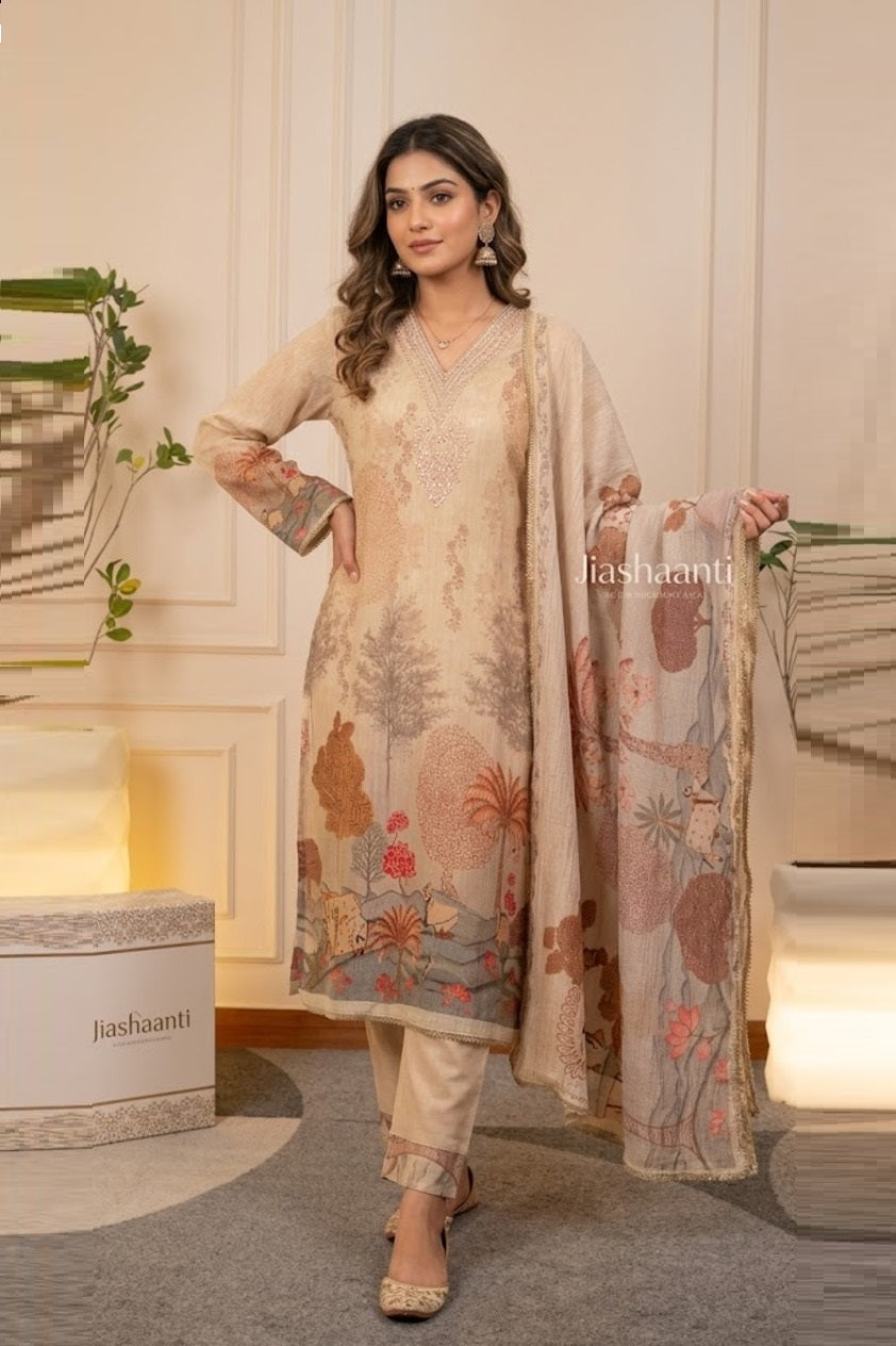 Earthy Landscape Unstitched Suit Set