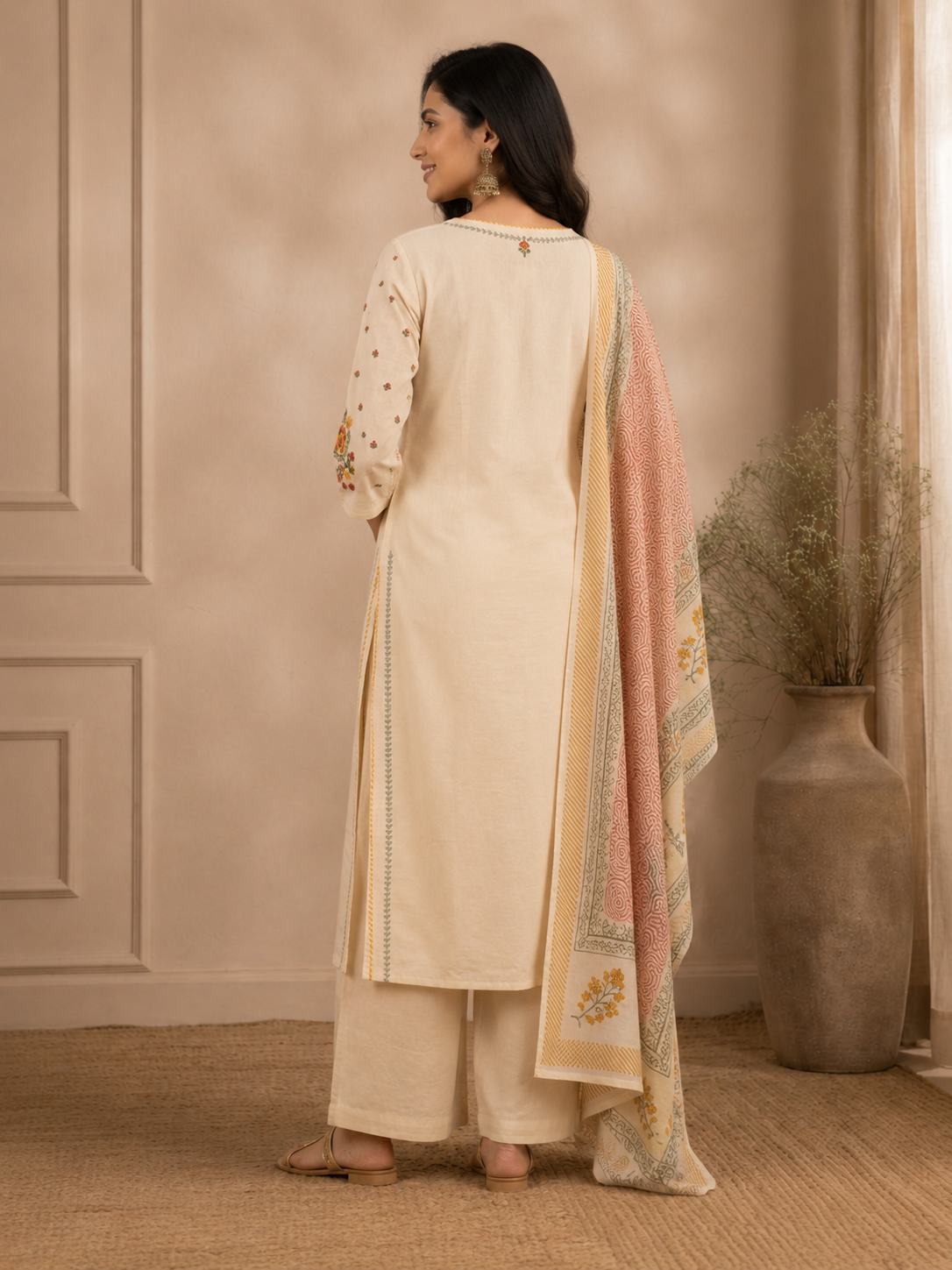 Off-White Meadows Daily Wear Straight Suit Set