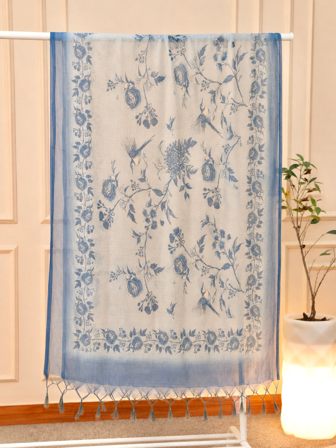 Serene Pastel Green & Blue Organza Unstitched Suit Set