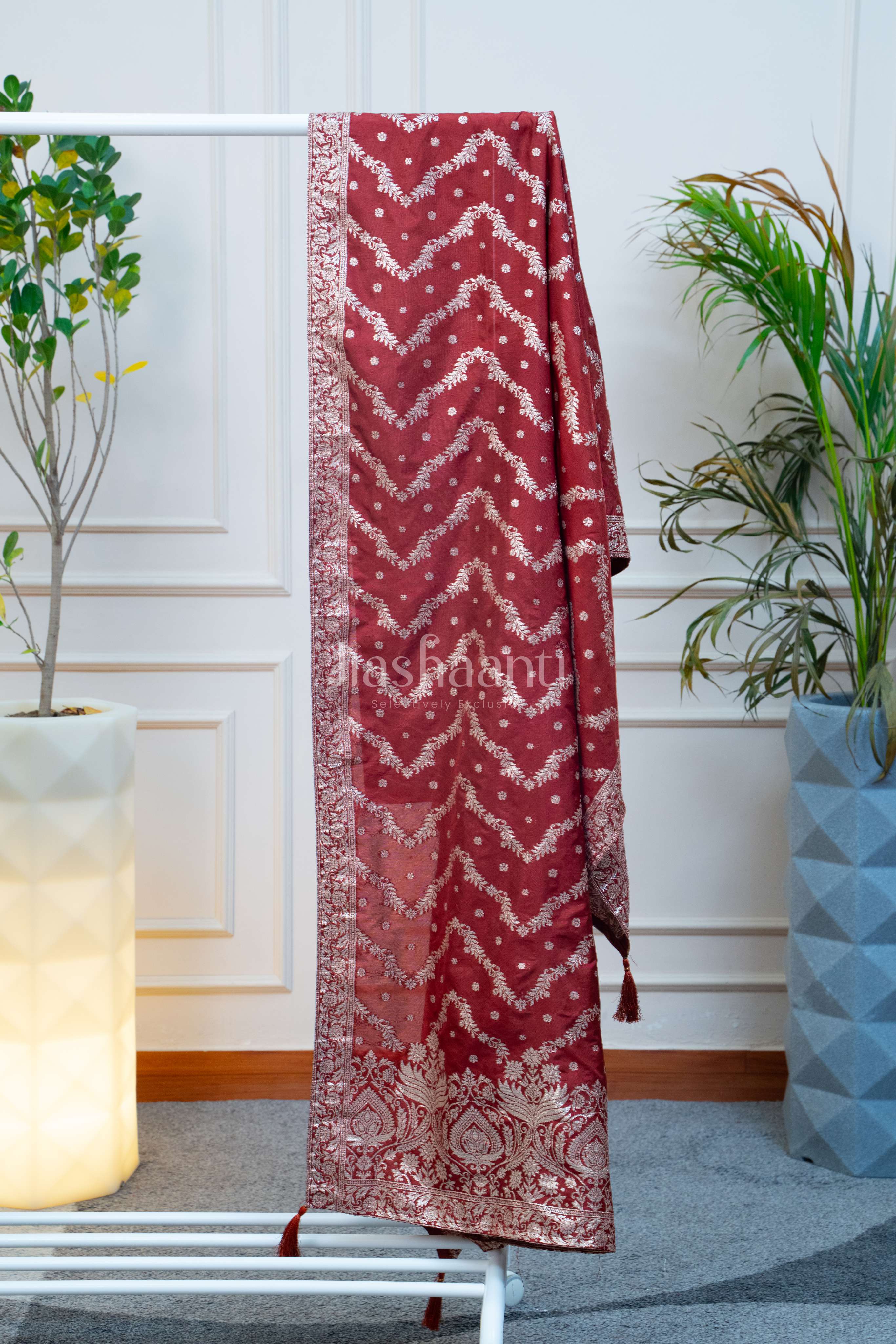 Royal Maroon Banarasi-Inspired Unstitched Set