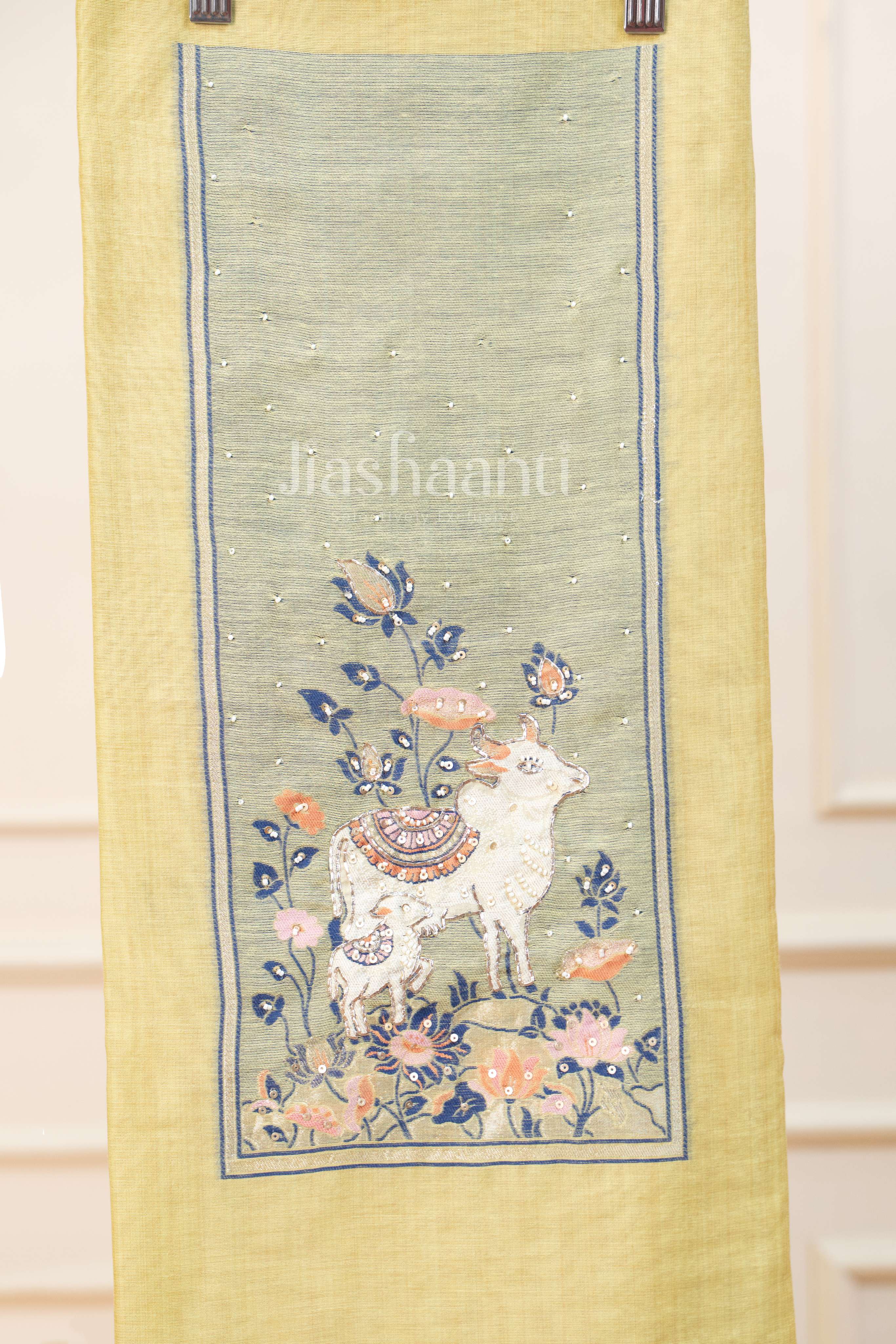 Mustard Yellow Printed Unstitched Suit Set