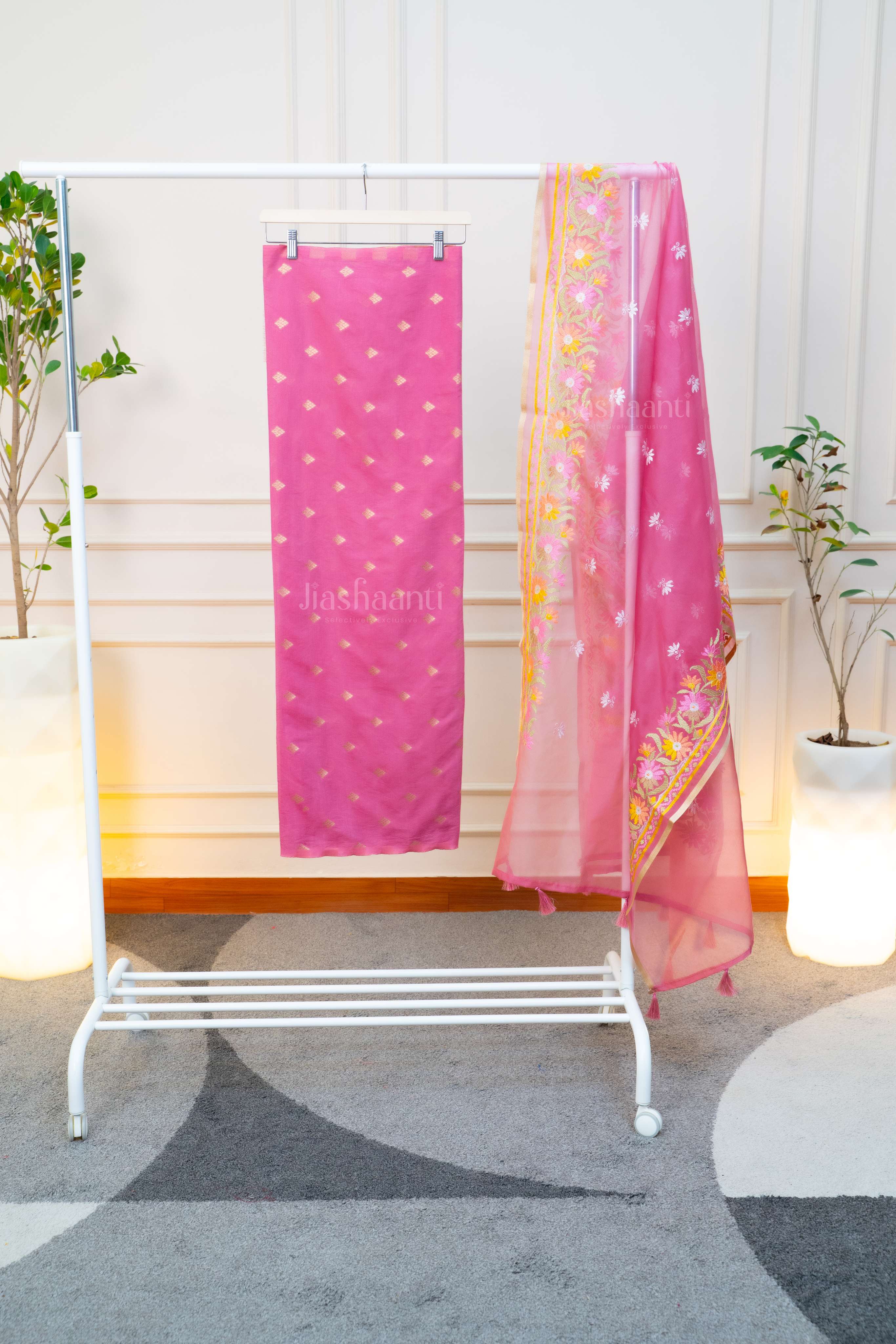 Light Pink Embroidered Unstitched Suit Set