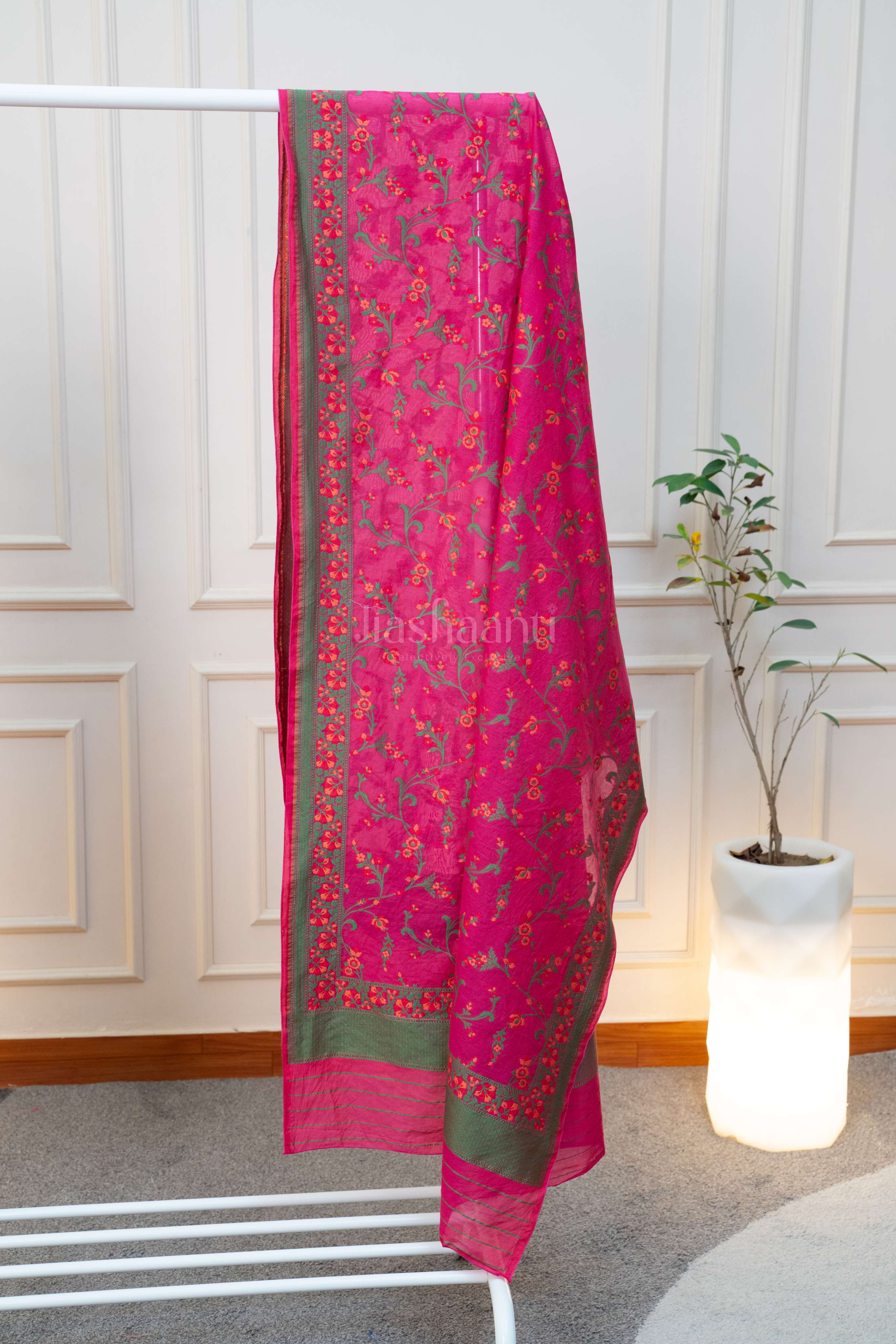 Vibrant Fuchsia Bloom Unstitched Suit Set