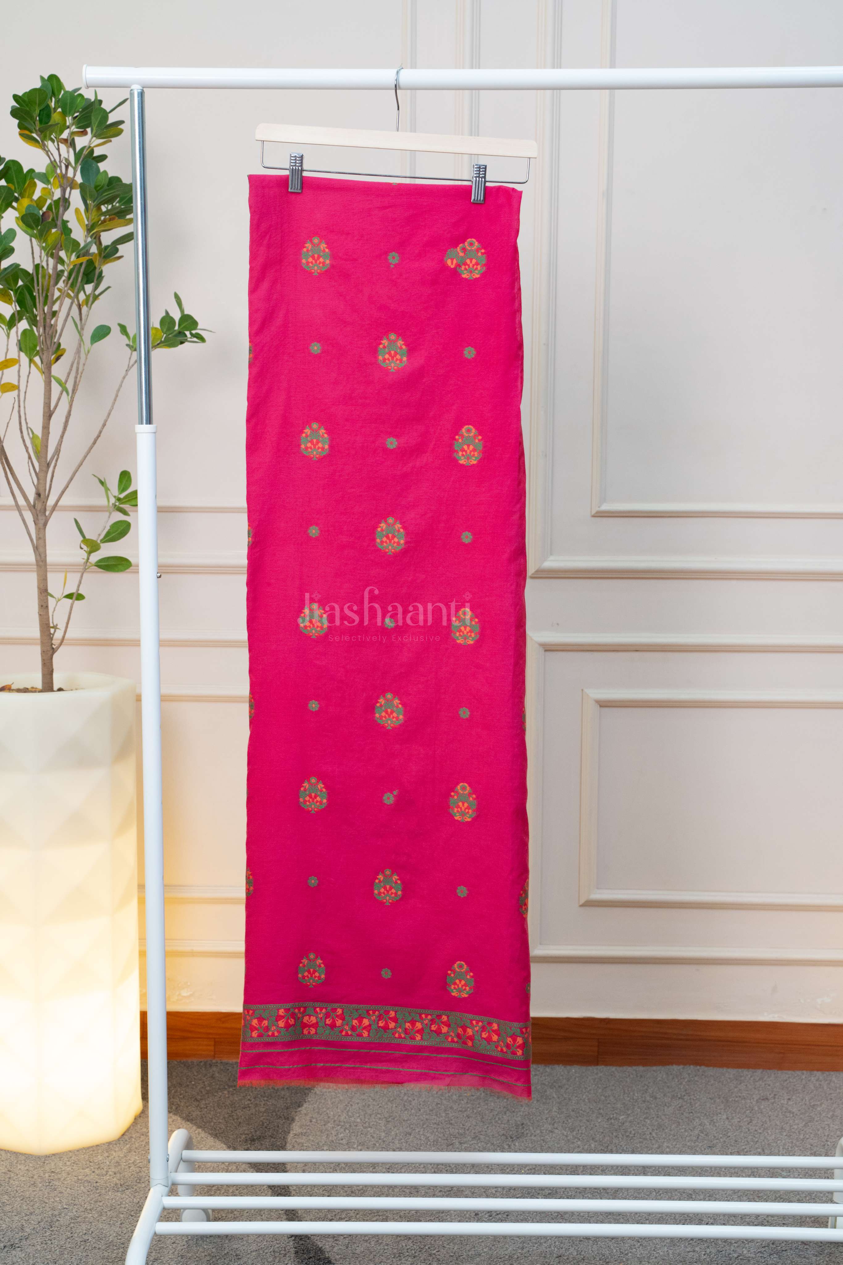 Vibrant Fuchsia Bloom Unstitched Suit Set