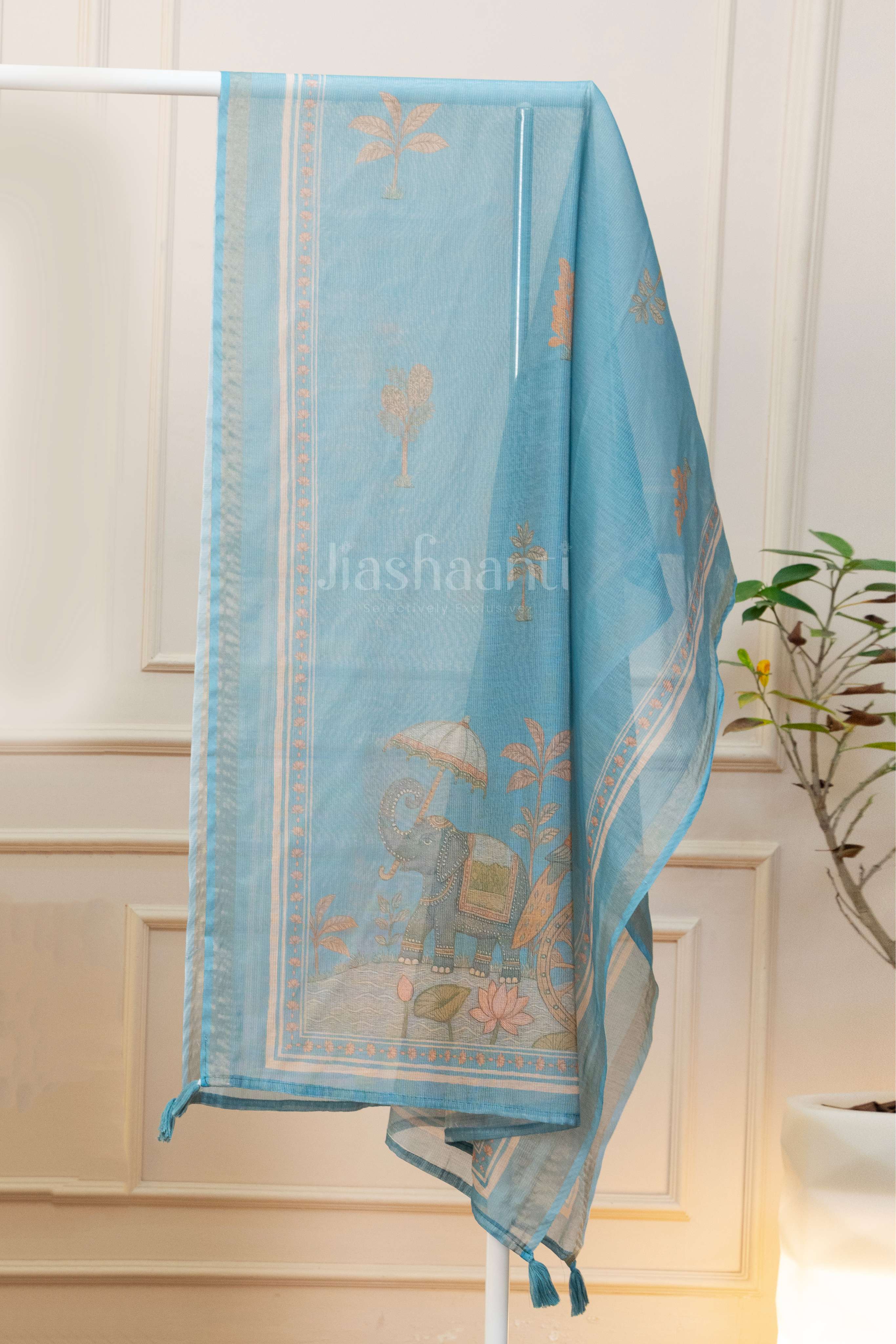 Elegant Sky Blue Embroidered Suit Set