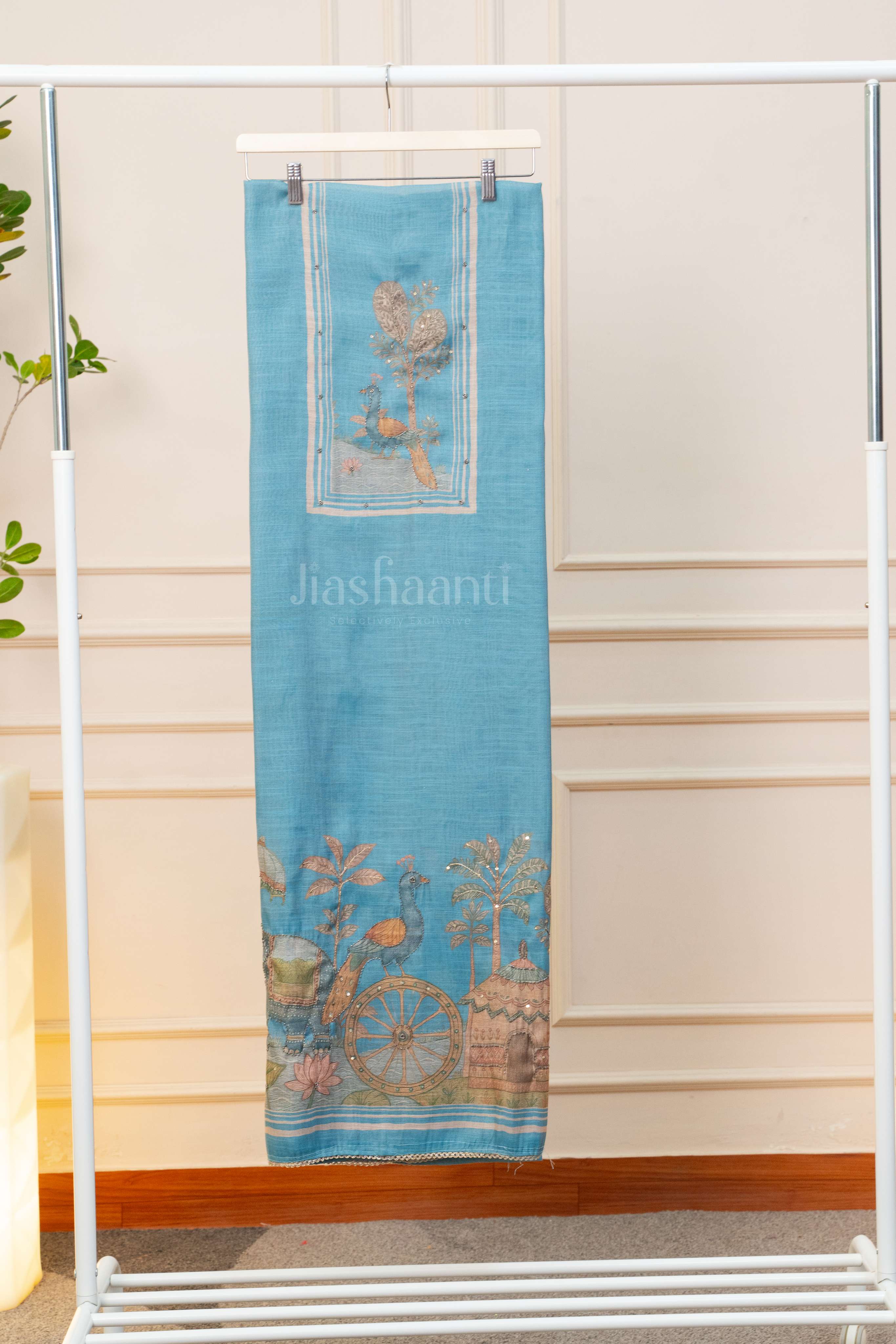 Elegant Sky Blue Embroidered Suit Set