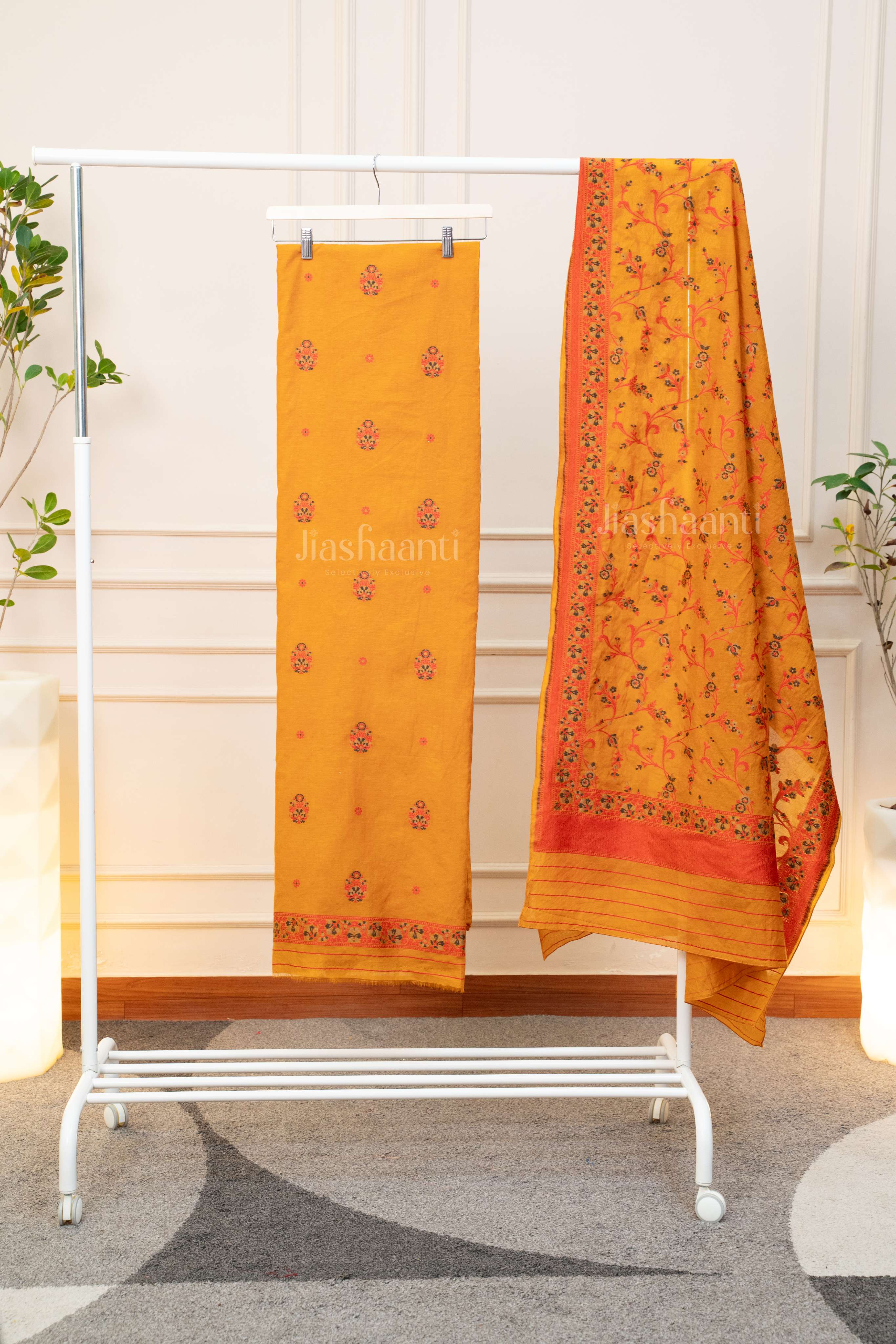 Elegant Floral Heritage Unstitched Suit Set