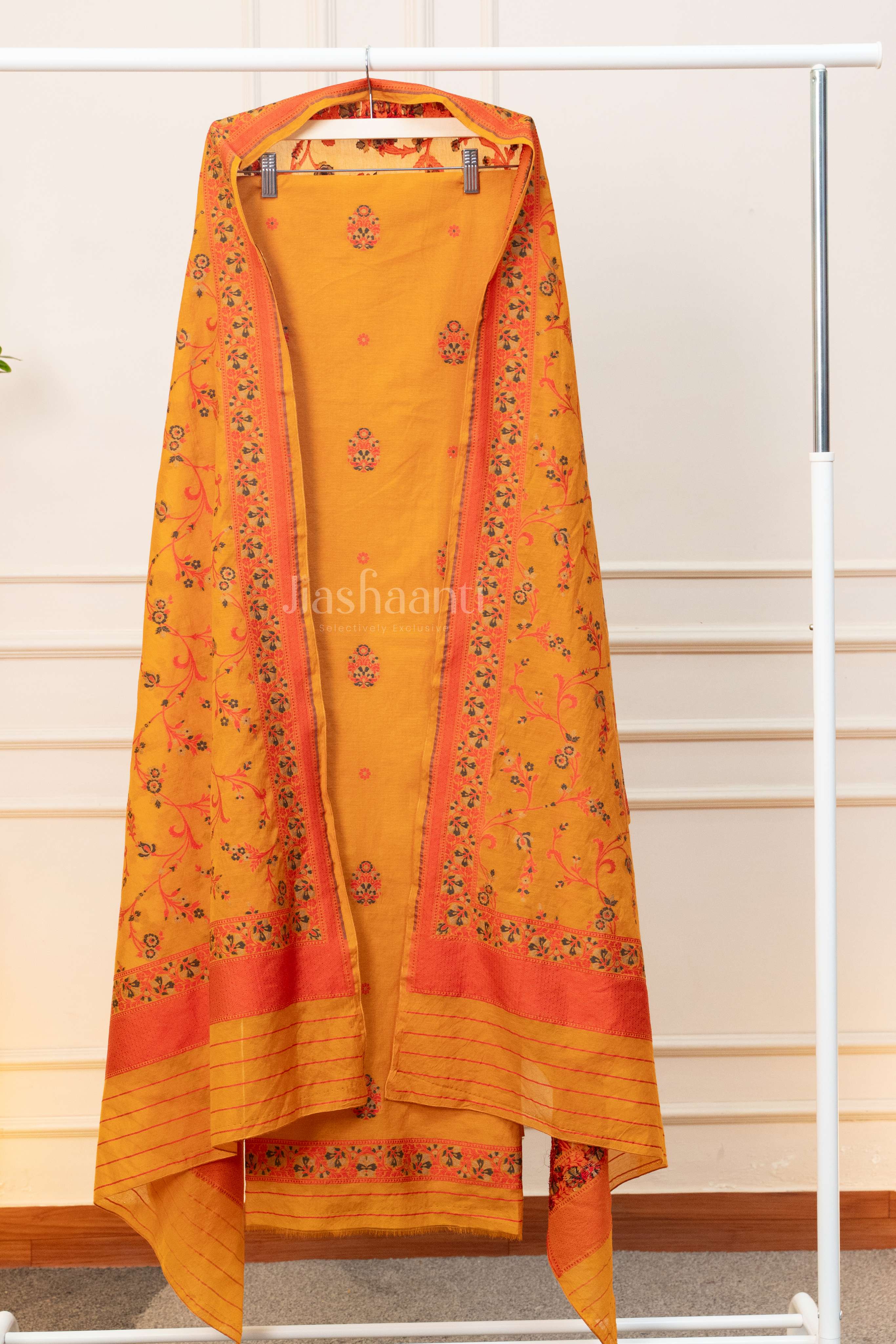 Elegant Floral Heritage Unstitched Suit Set
