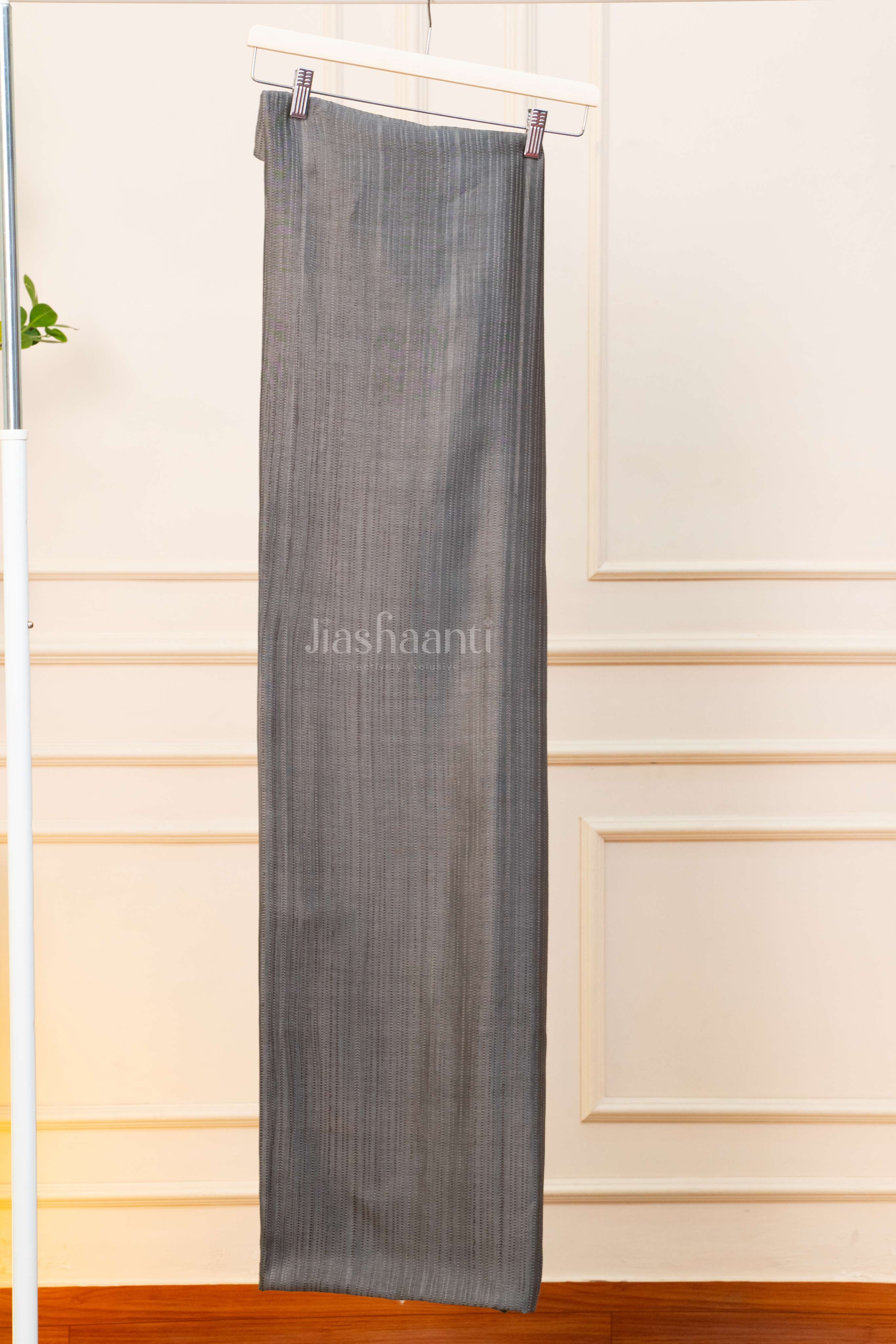 Elegant Gray Embroidered Suit Set