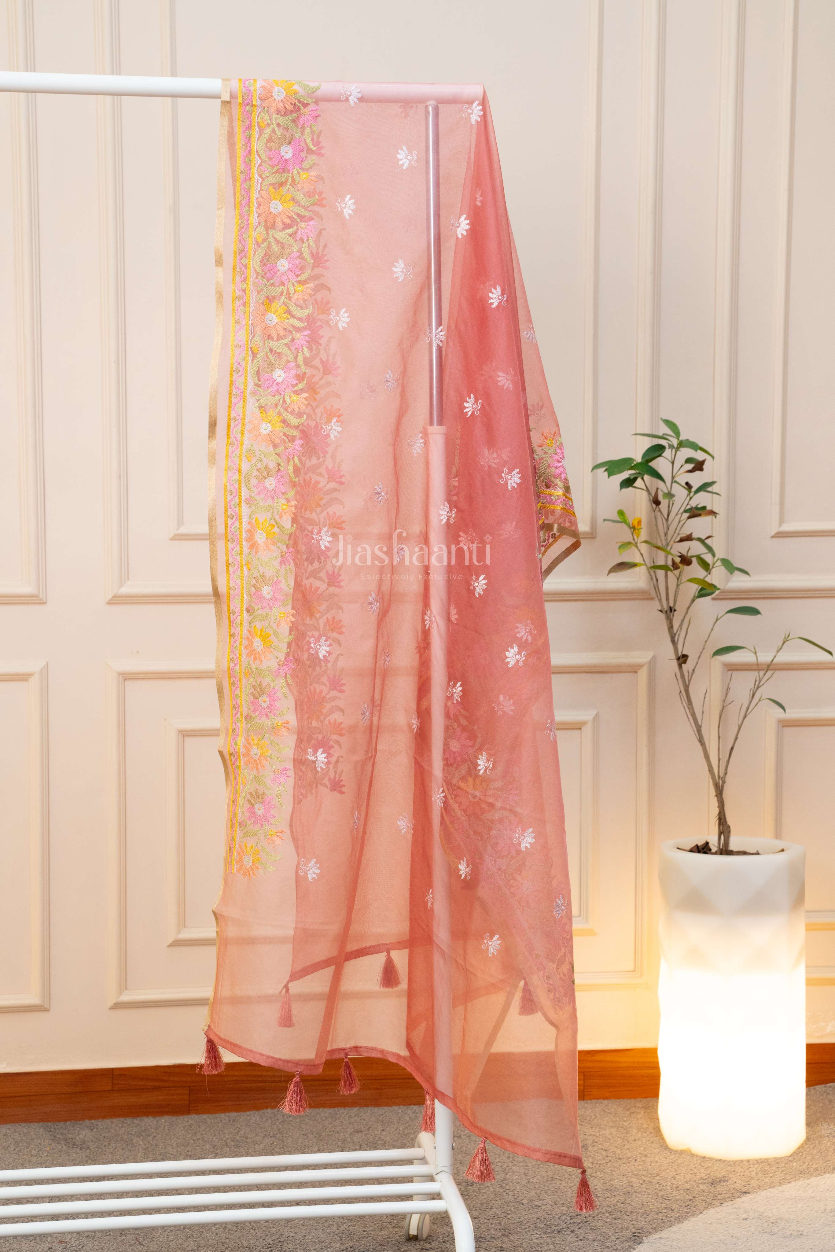 Elegant Dusty Rose Embroidered Suit Set