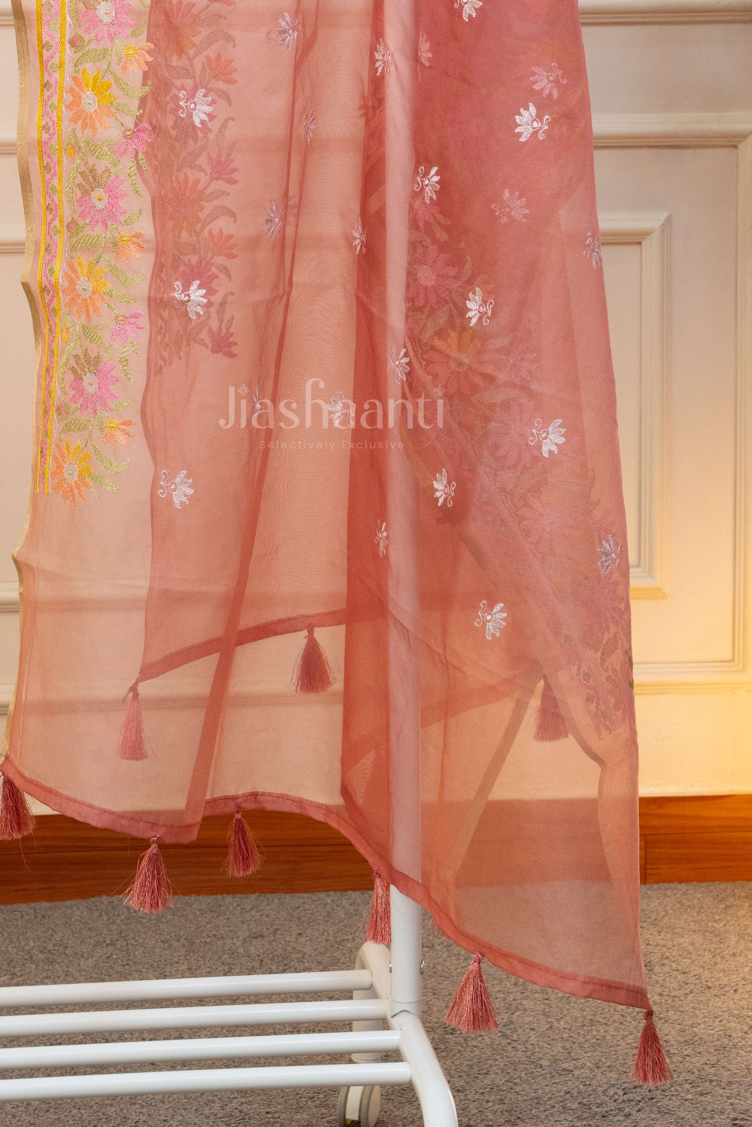Elegant Dusty Rose Embroidered Suit Set