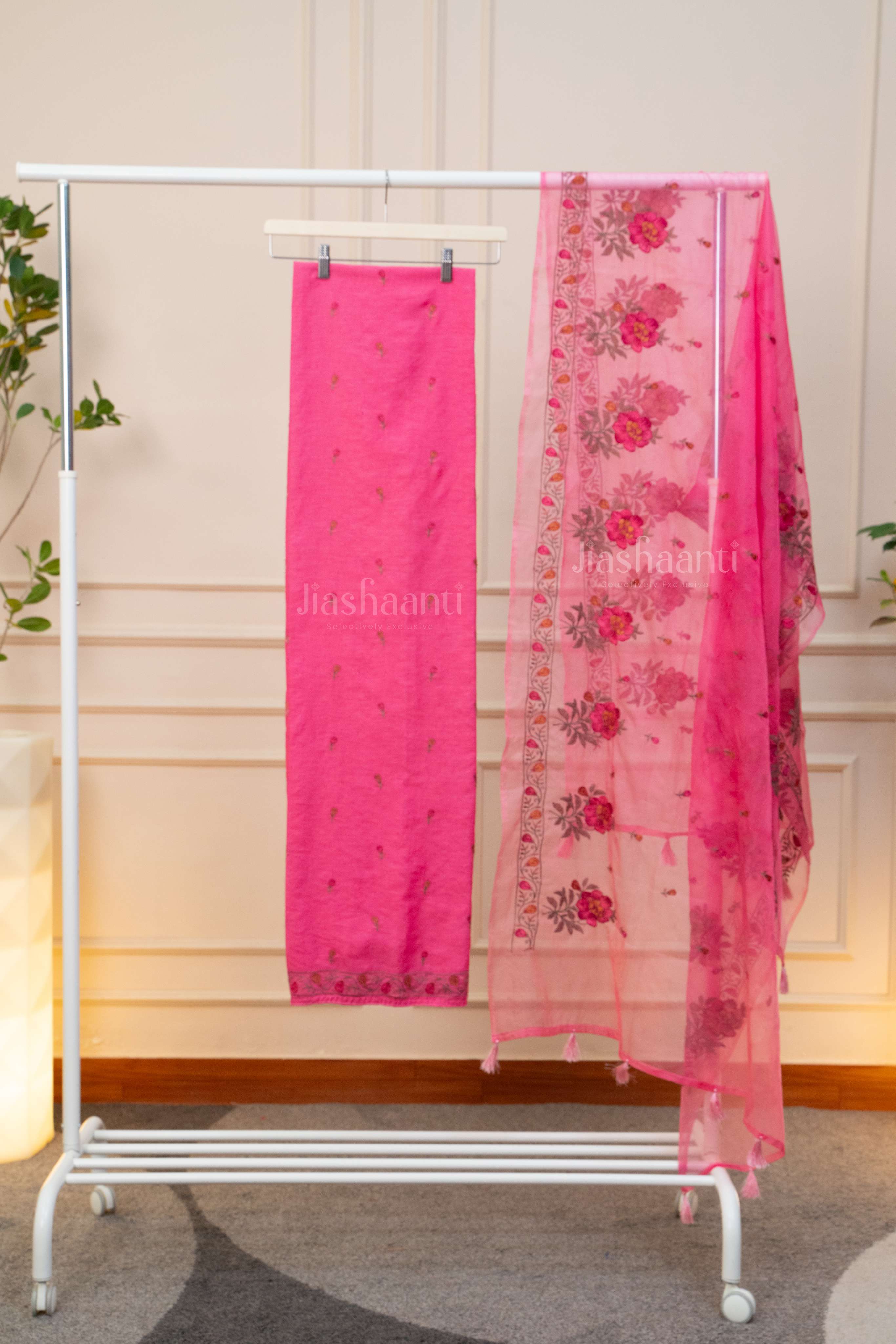 Rose Pink Embroidered Suit Set