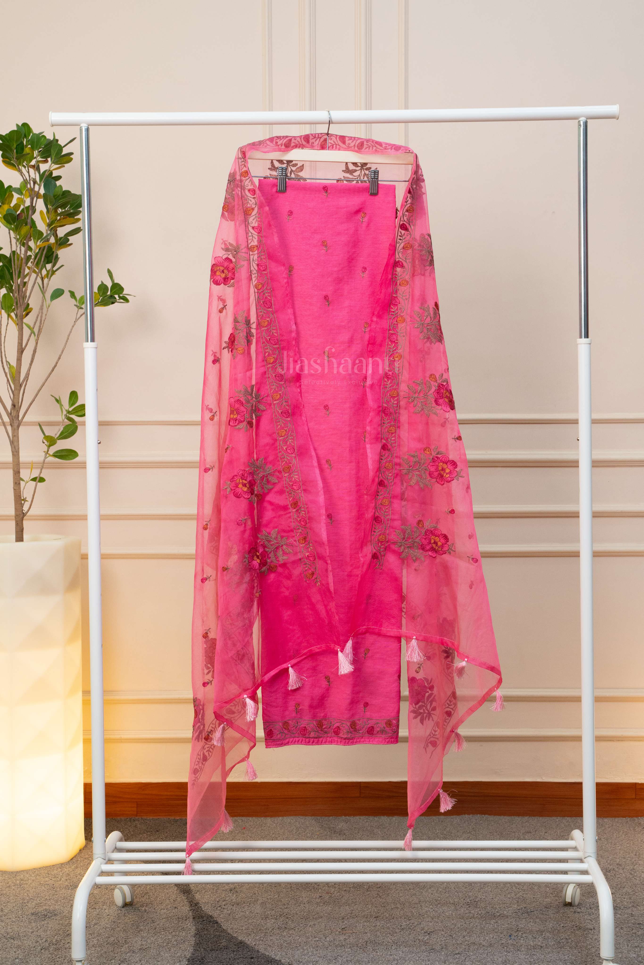 Rose Pink Embroidered Suit Set
