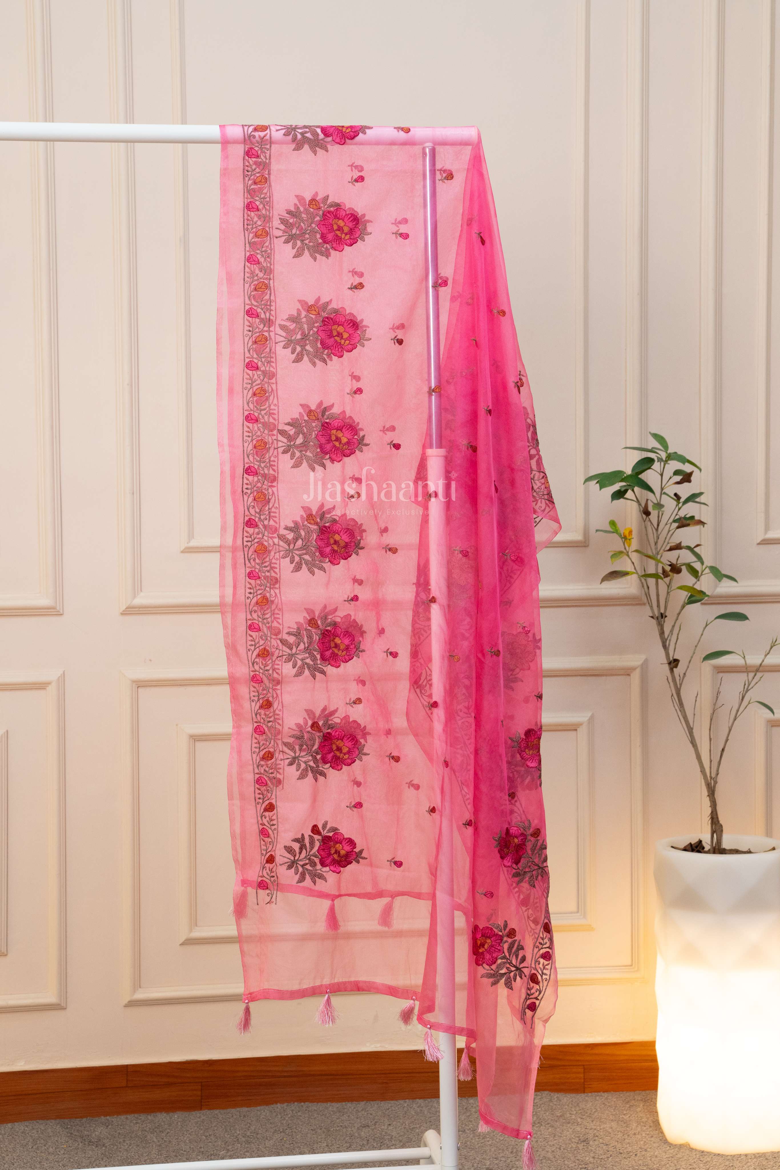 Rose Pink Embroidered Suit Set