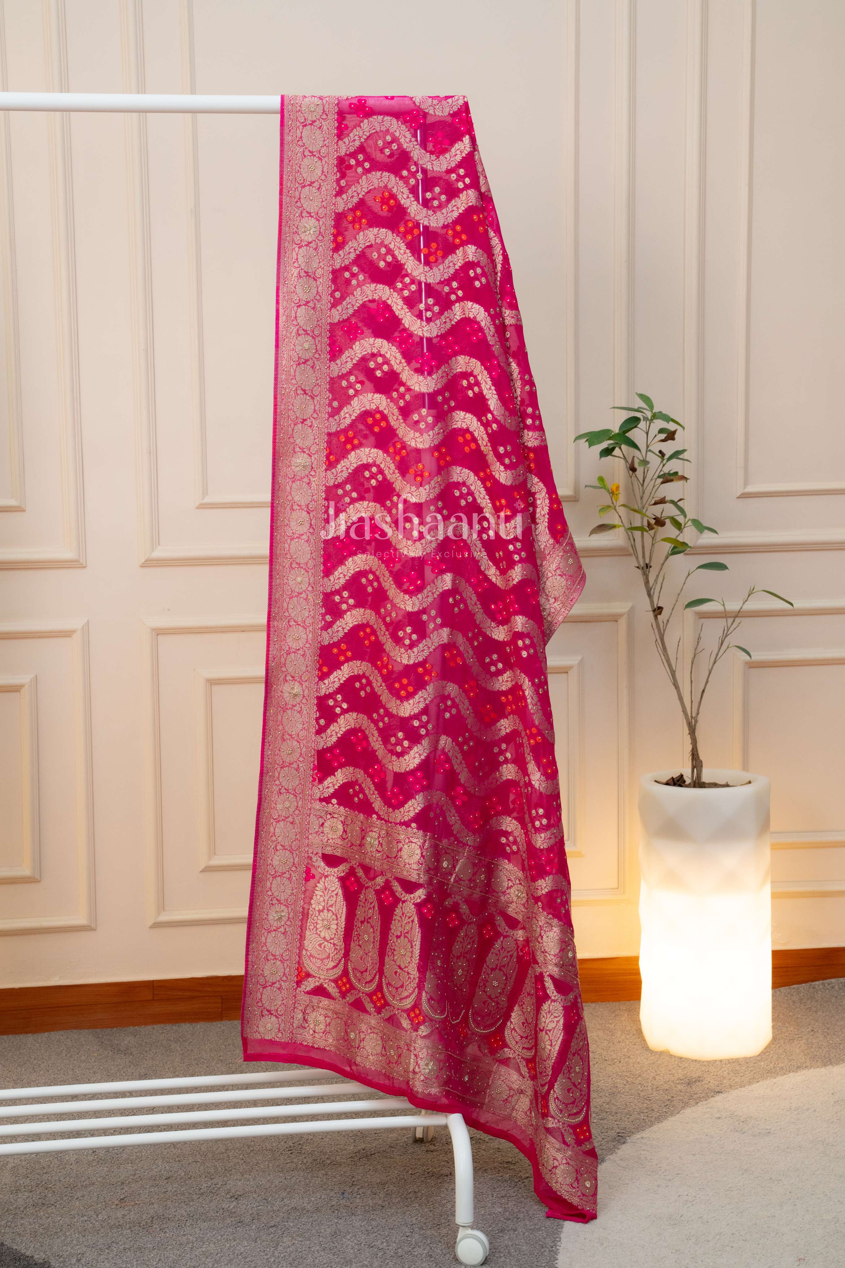 Rich Rani Pink Jacquard Suit Set