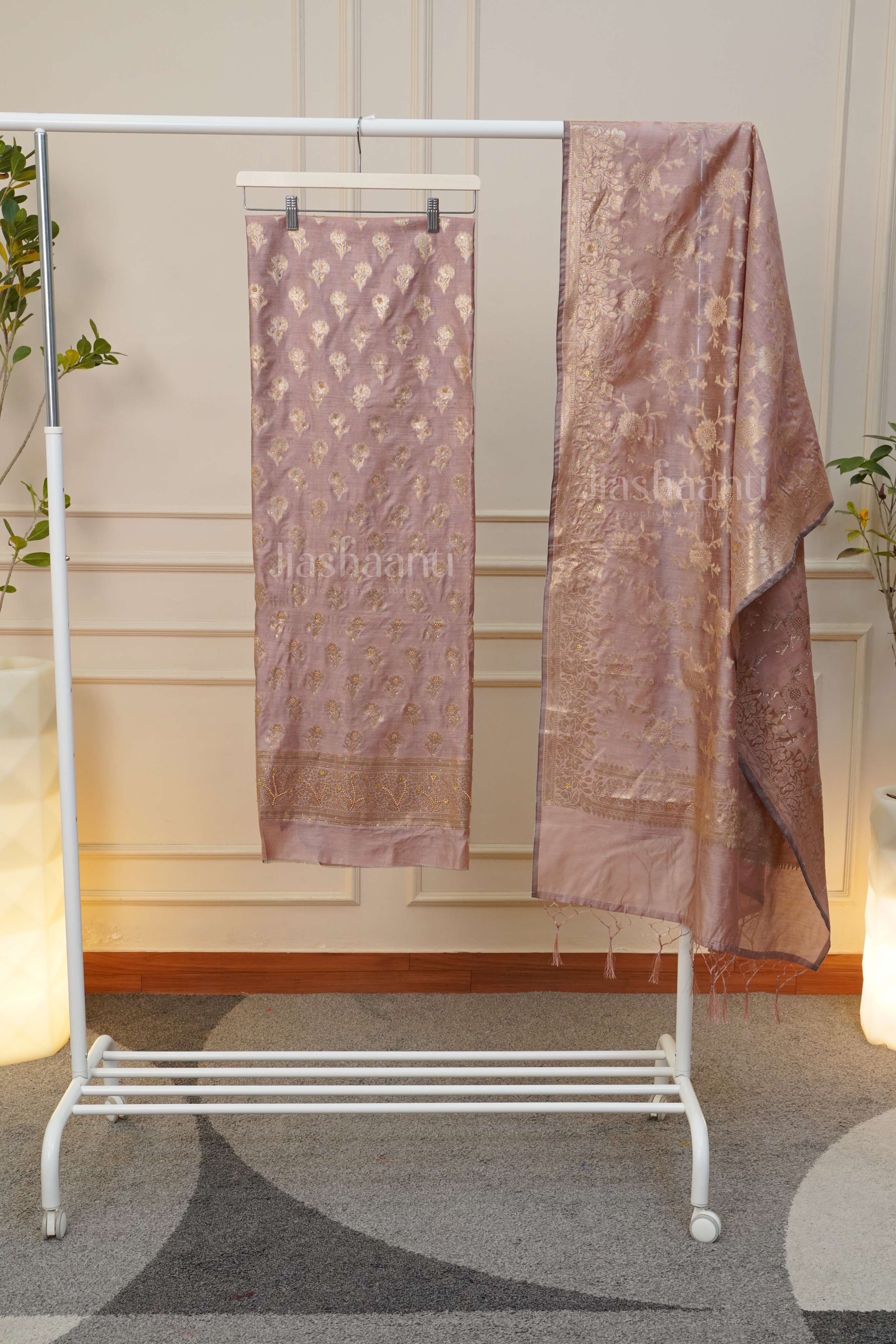 Dusty Mauve Jacquard Suit Set