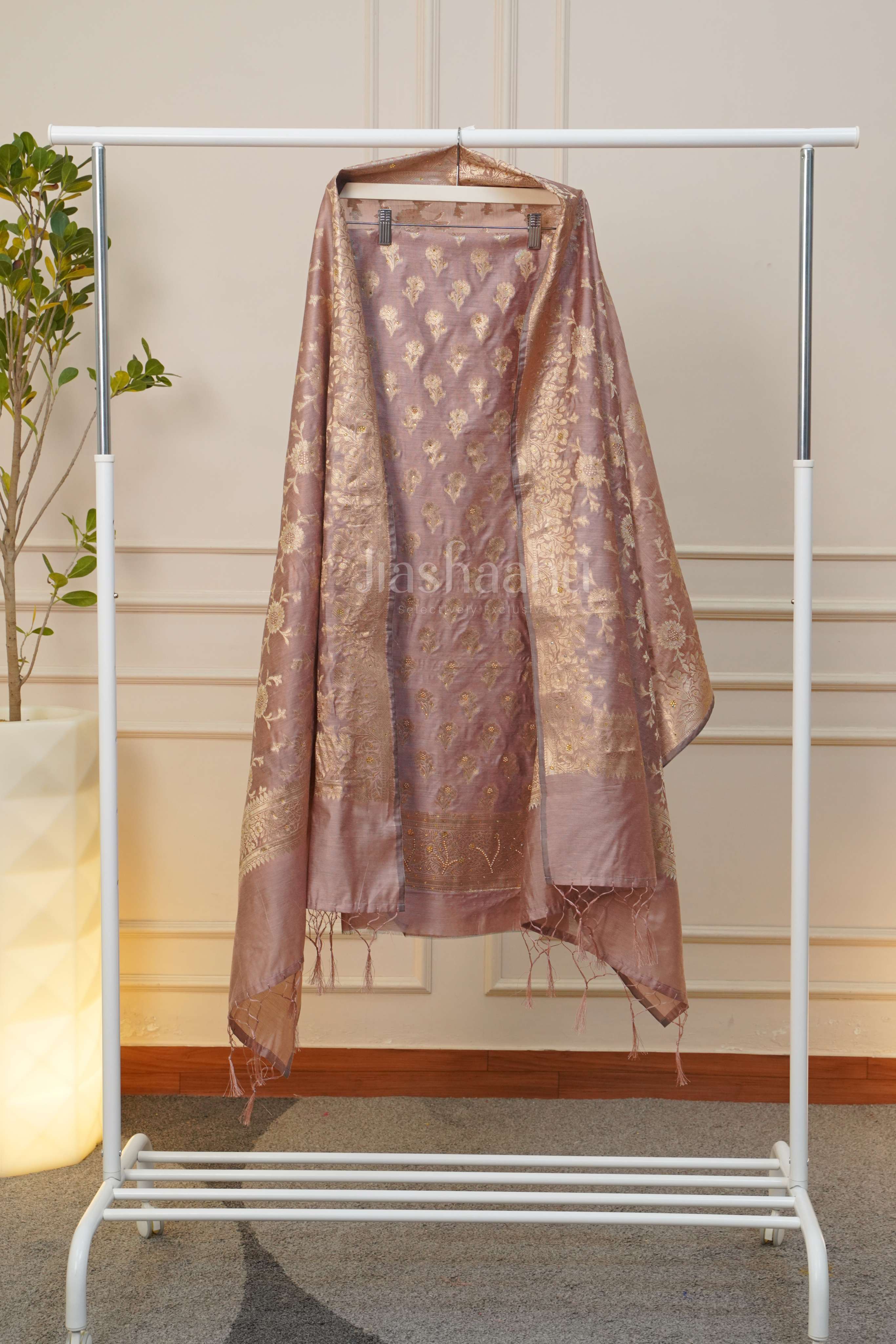 Dusty Mauve Jacquard Suit Set