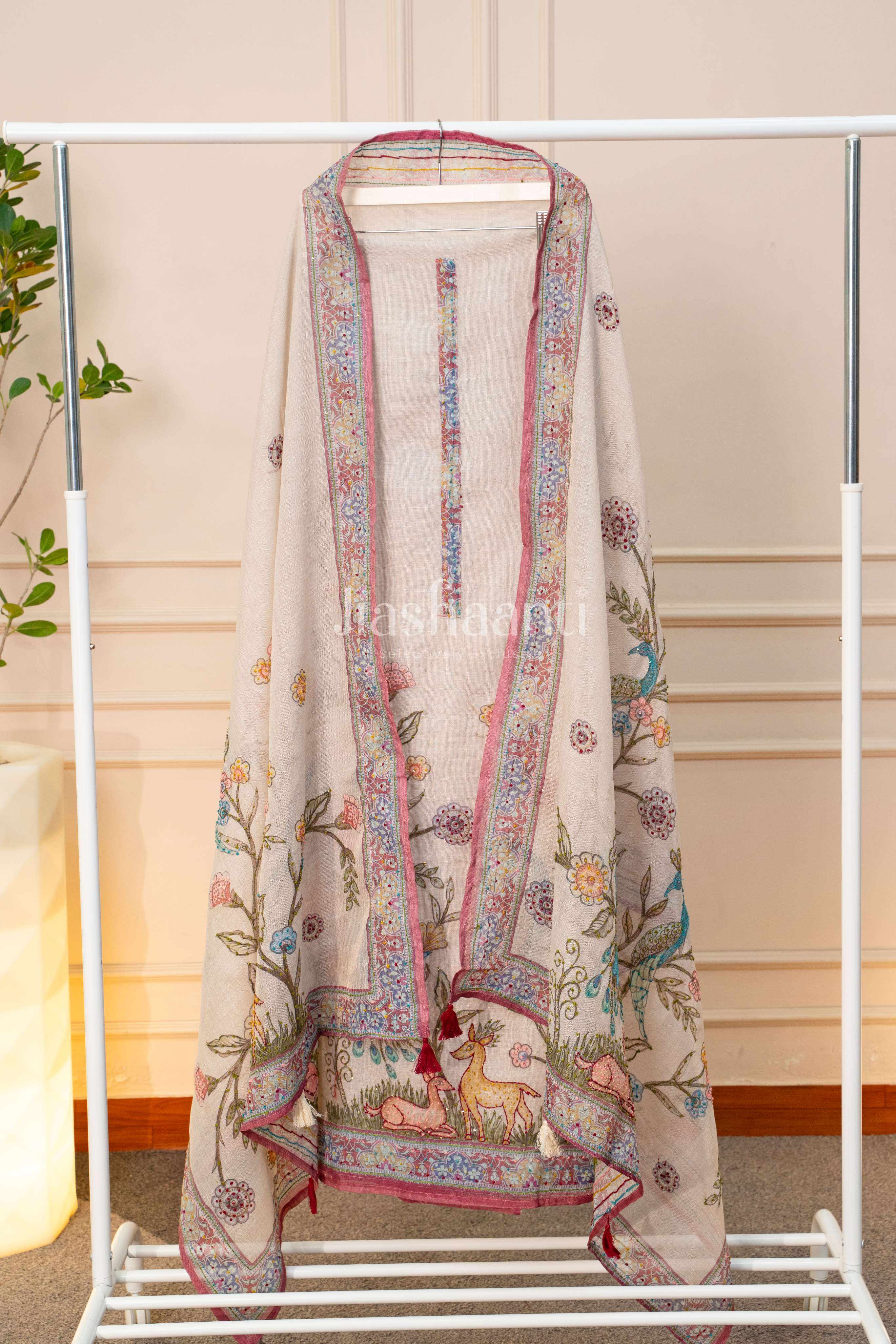 Elegant Ivory Ethnic Suit Set