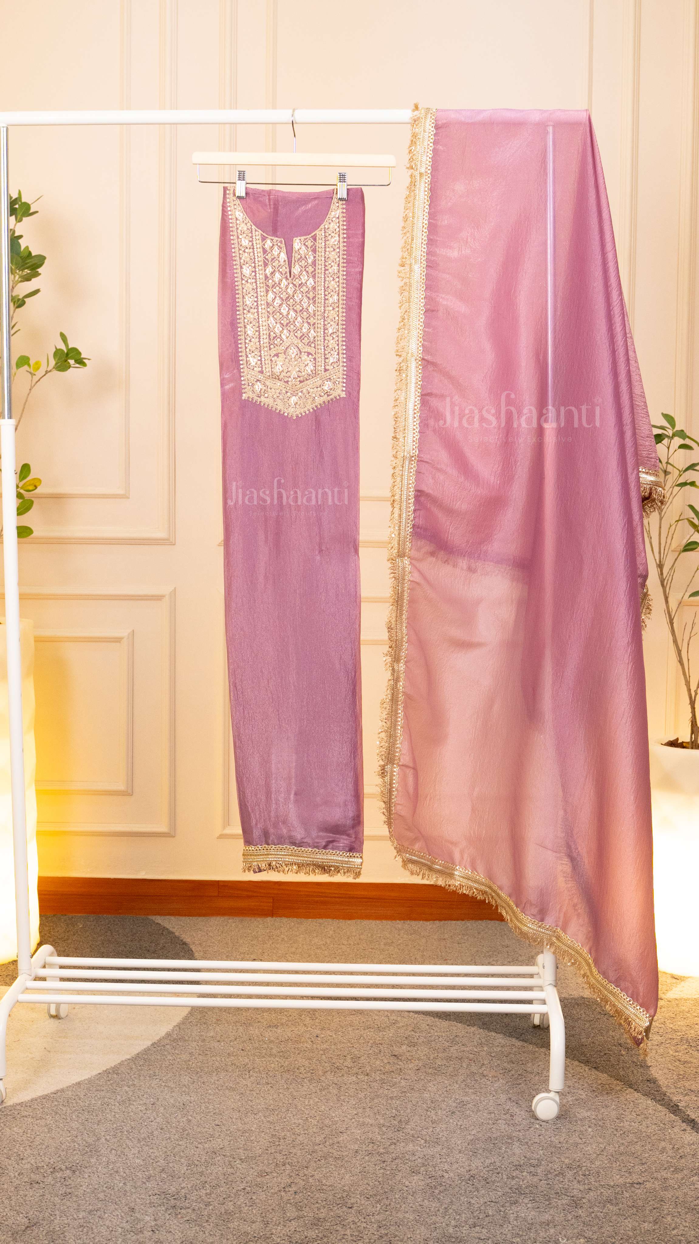 Graceful Mauve Unstitched Suit Set