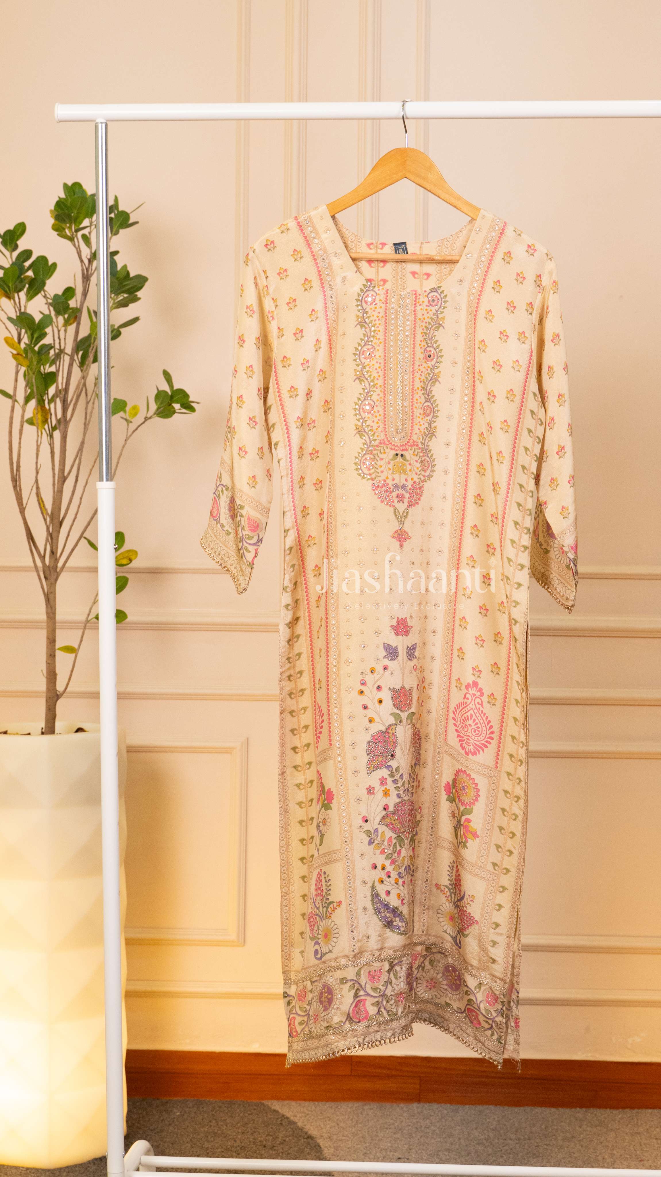 Elegant Cream Unstitched Suit