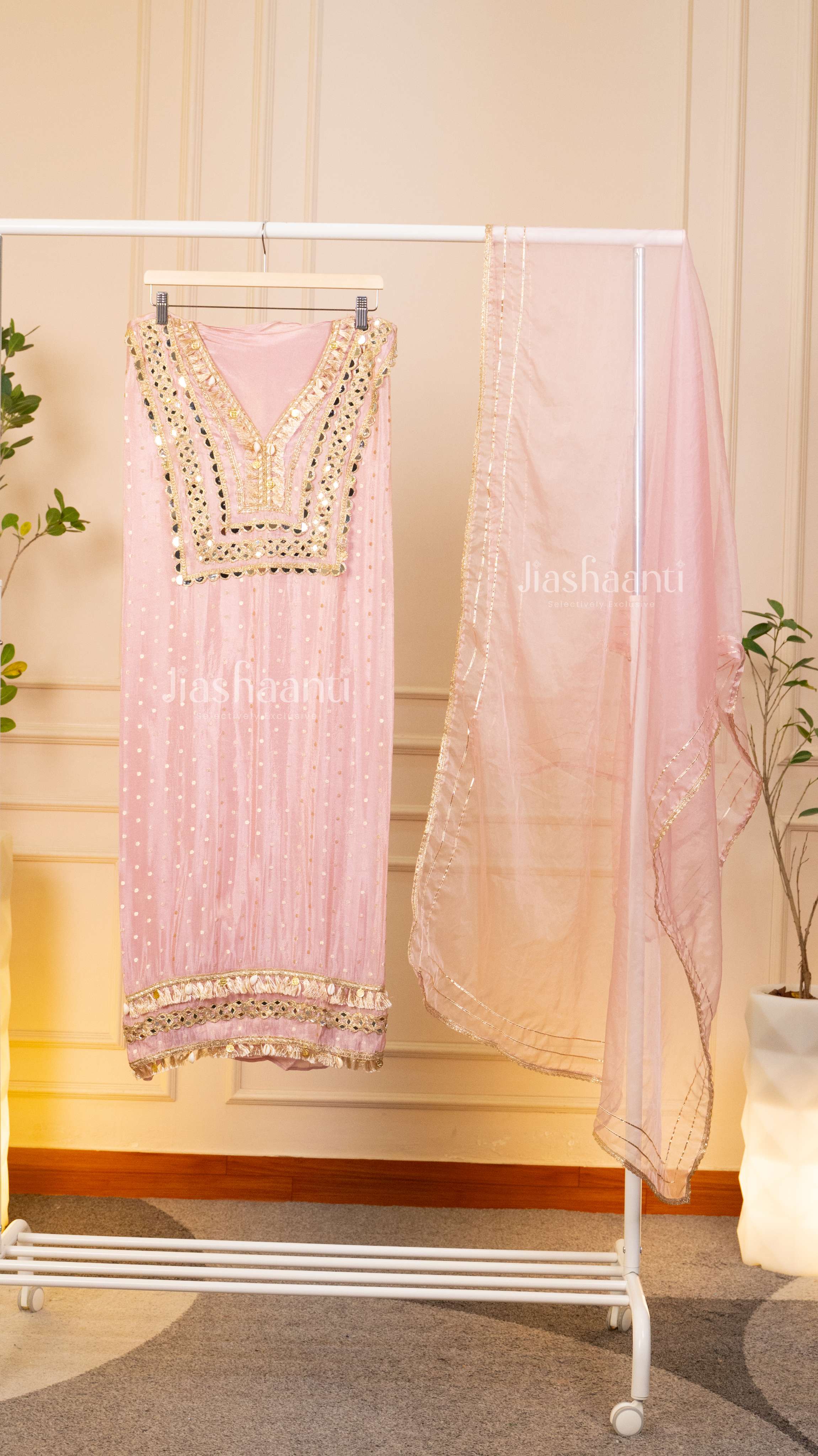 Ethereal Pastel Pink Festive Ensemble Suit Set