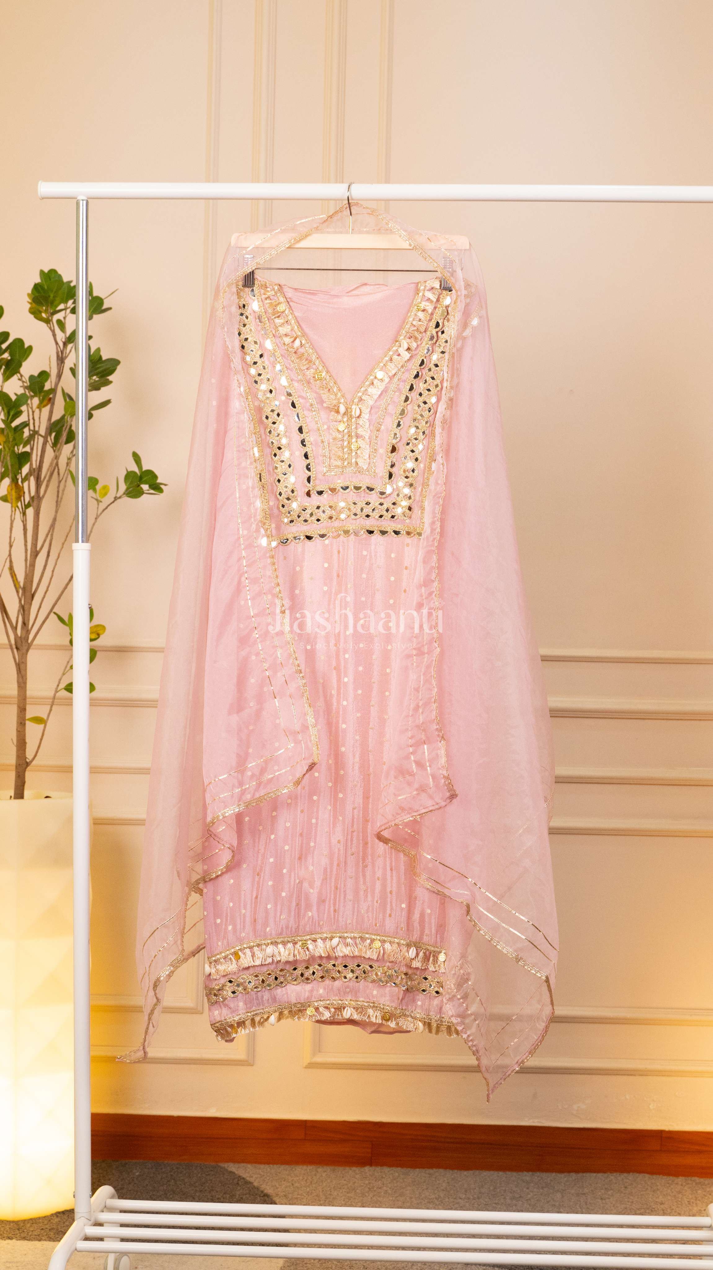 Ethereal Pastel Pink Festive Ensemble Suit Set