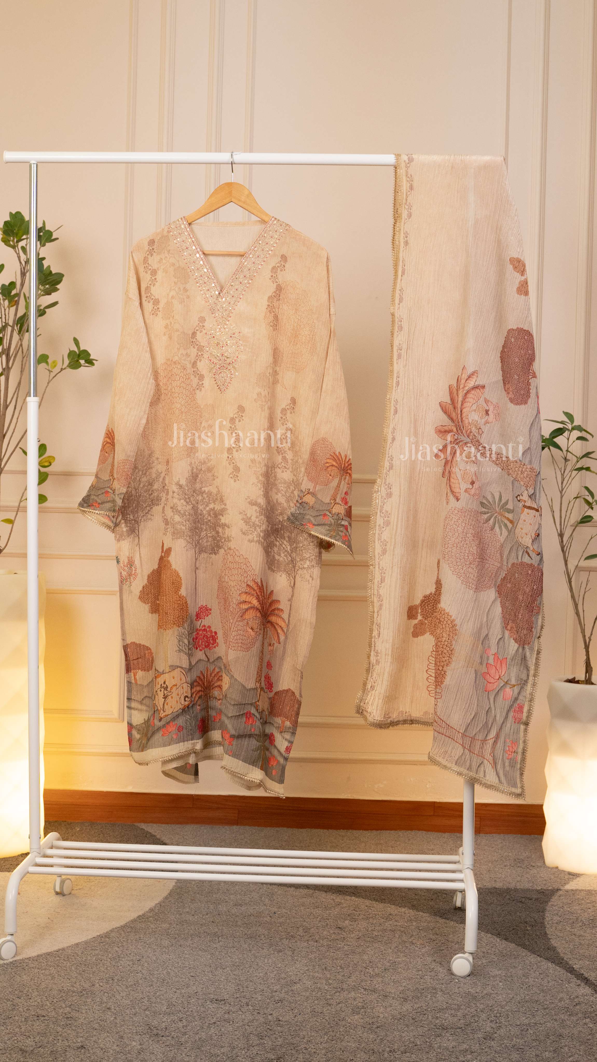 Earthy Landscape Unstitched Suit Set