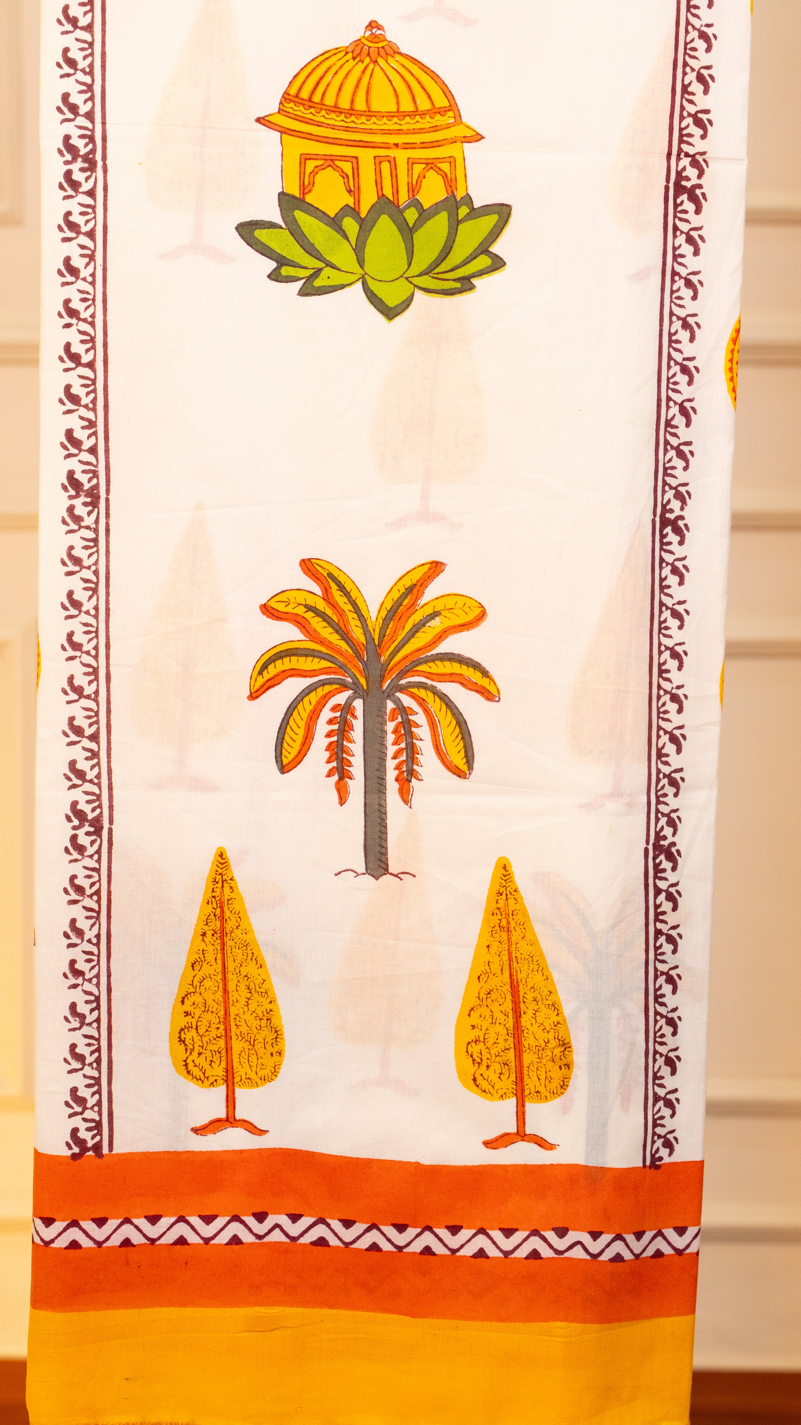Sunrise Yellow Hand-Block Printed Chanderi Unstitched Suit Set