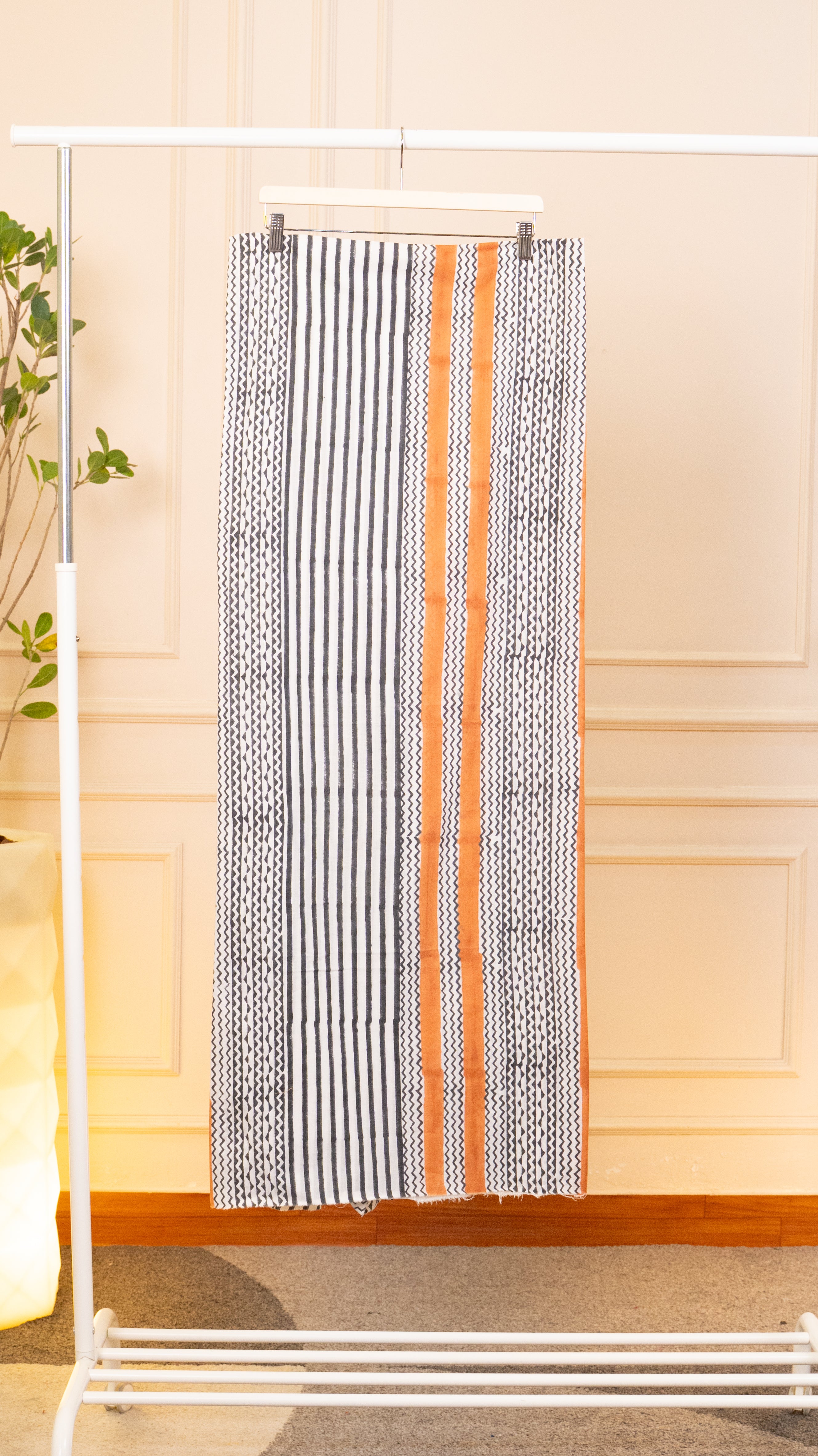 Modern Monochrome & Ochre Striped Unstitched Suit Set