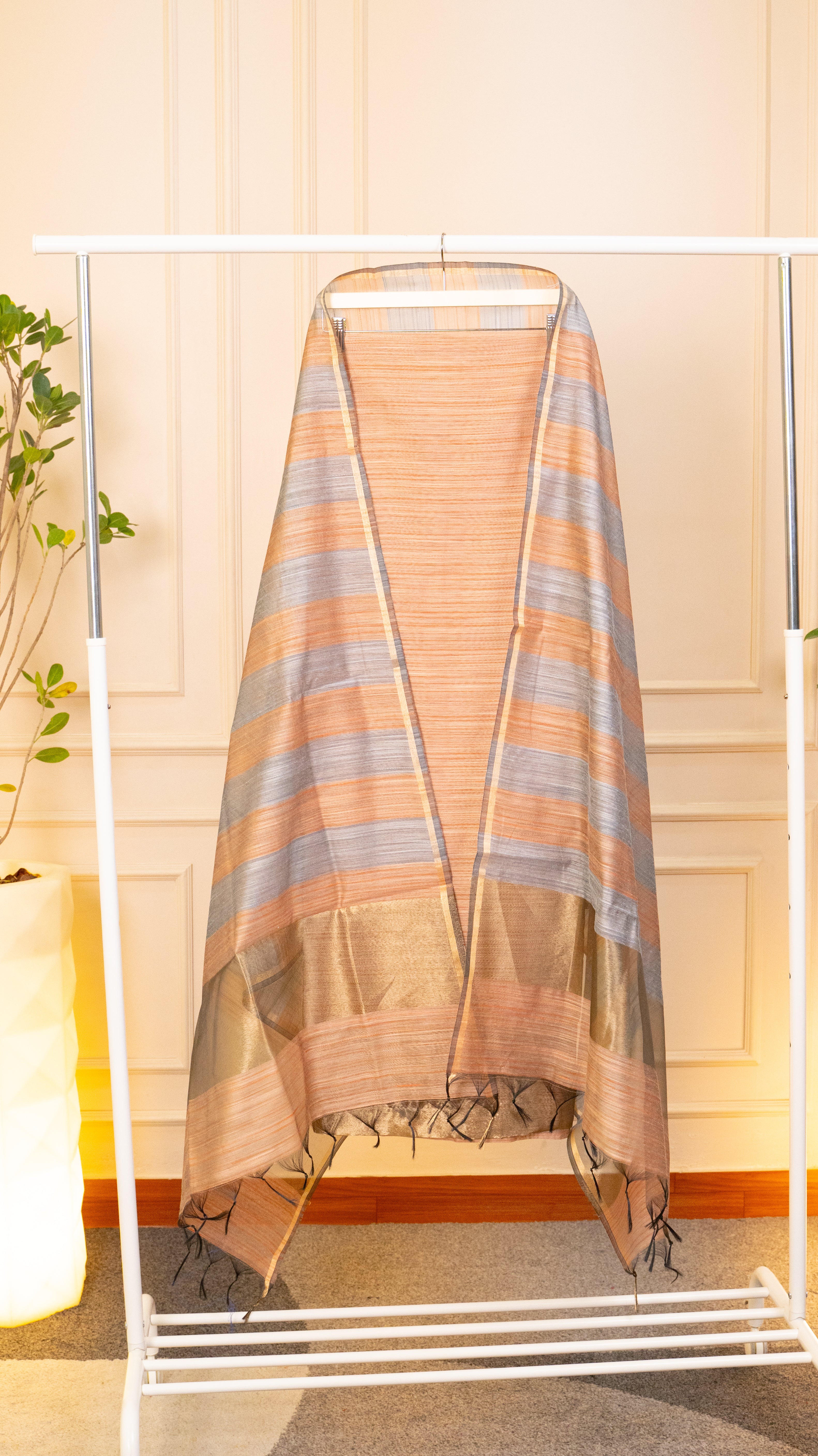 Product Name Golden Sand Tussar Silk Unstitched Suit Set with Zari Borders