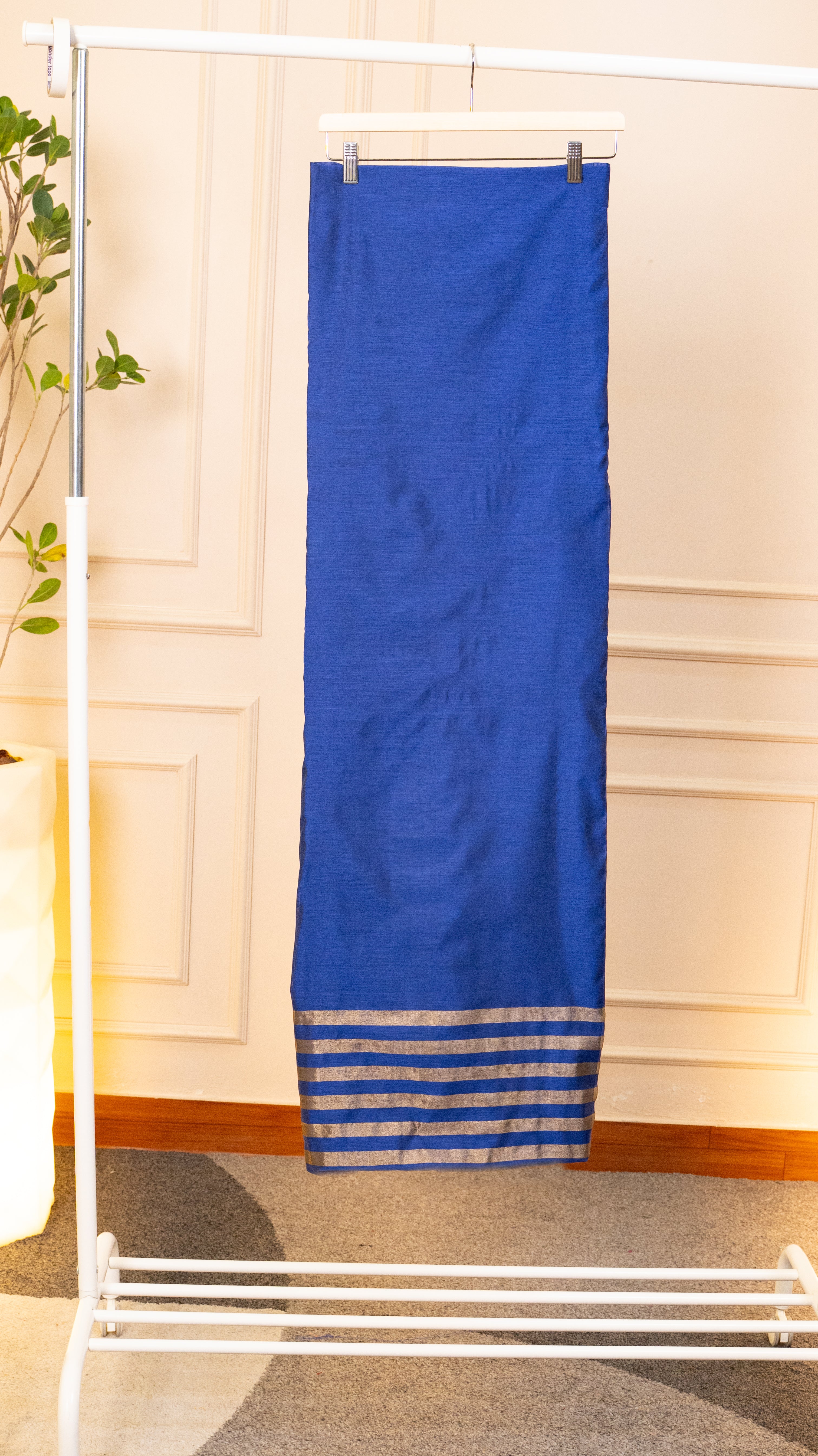 Royal Blue Chanderi Silk Unstitched Suit Set