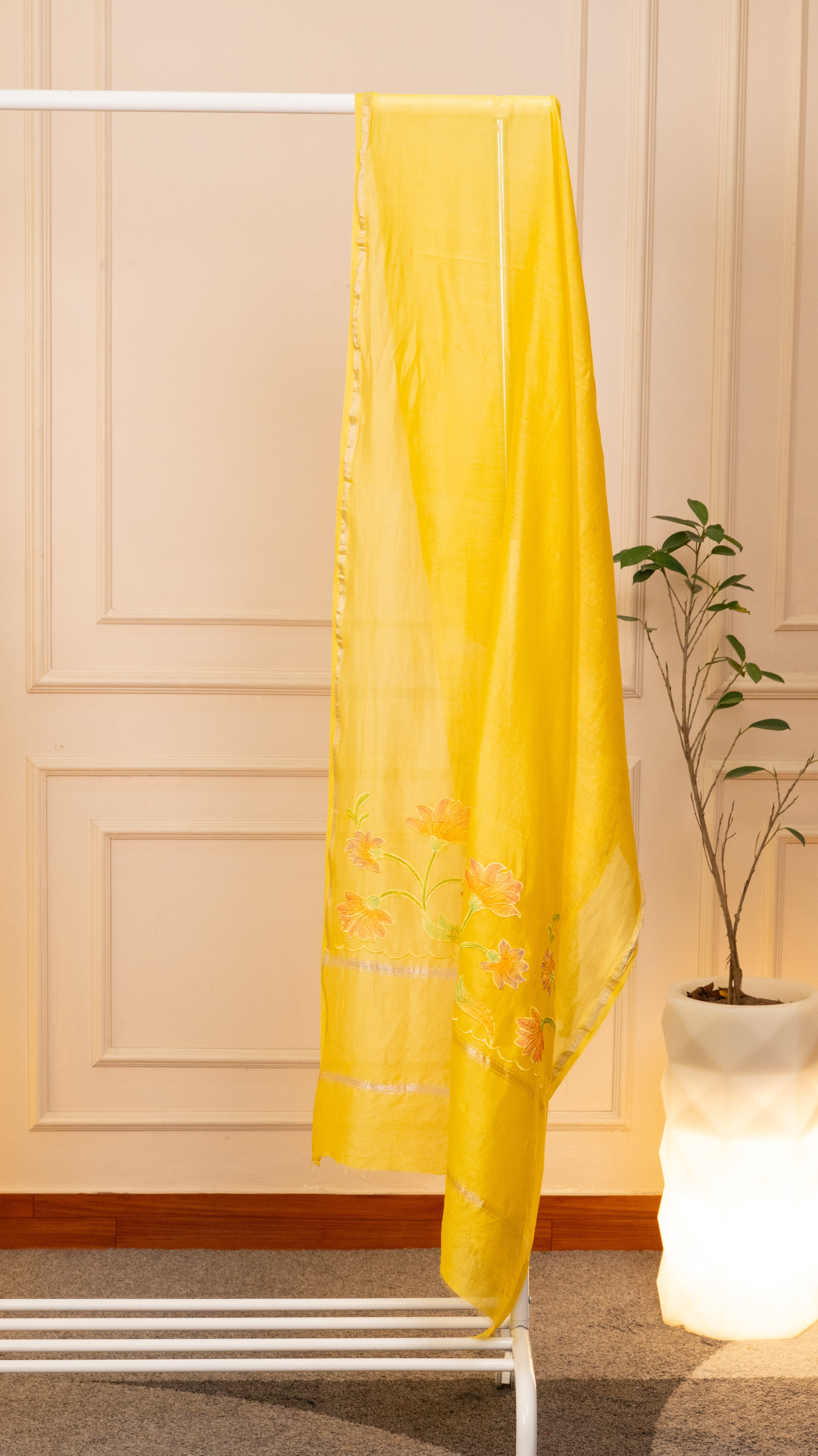 Sunny Marigold Embroidered Organza Unstitched Suit Set