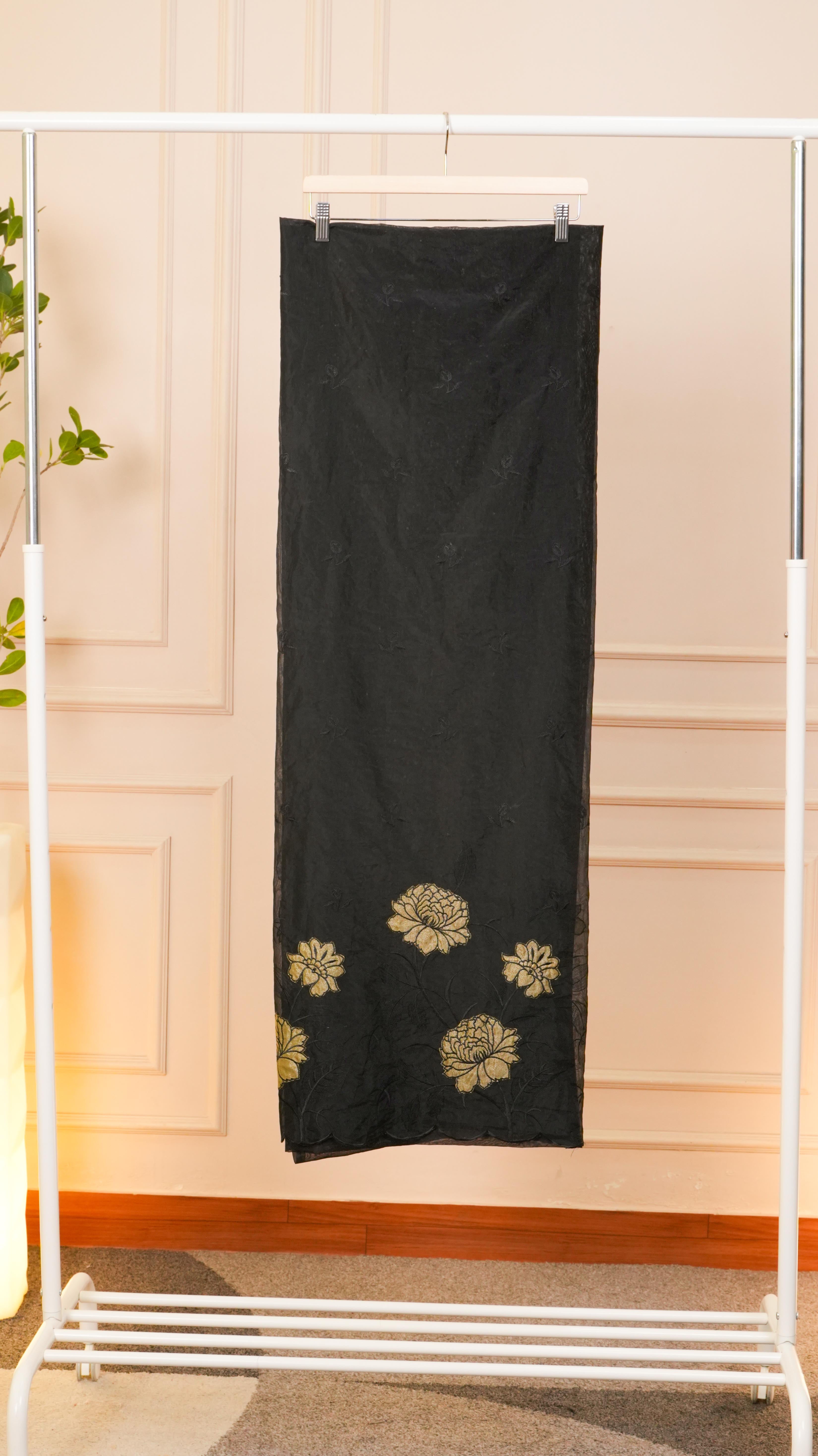 Midnight Noir Embroidered Organza Unstitched Suit Set