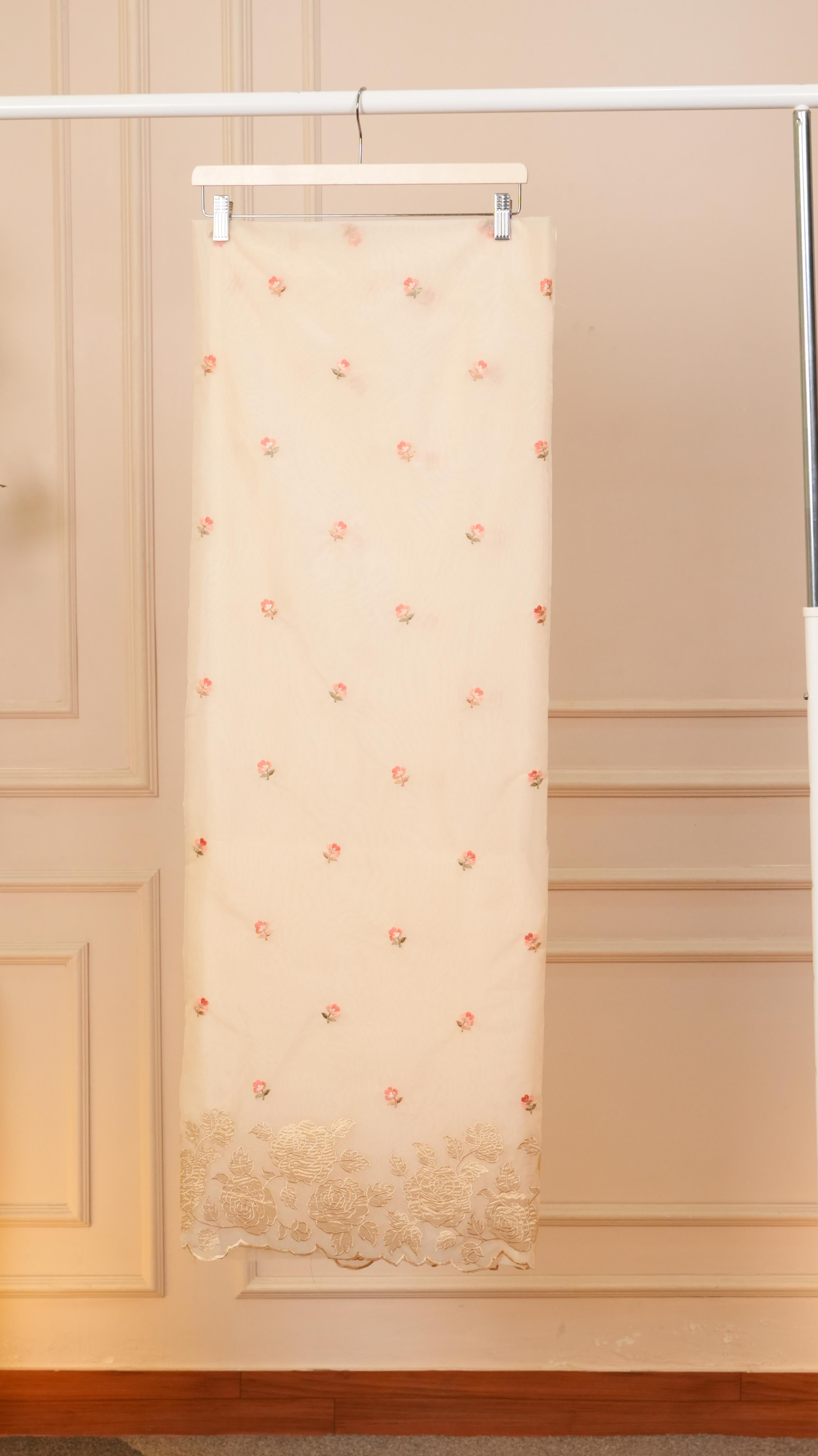 Meadow Mint Pure Organza Rose Embroidered Suit Set