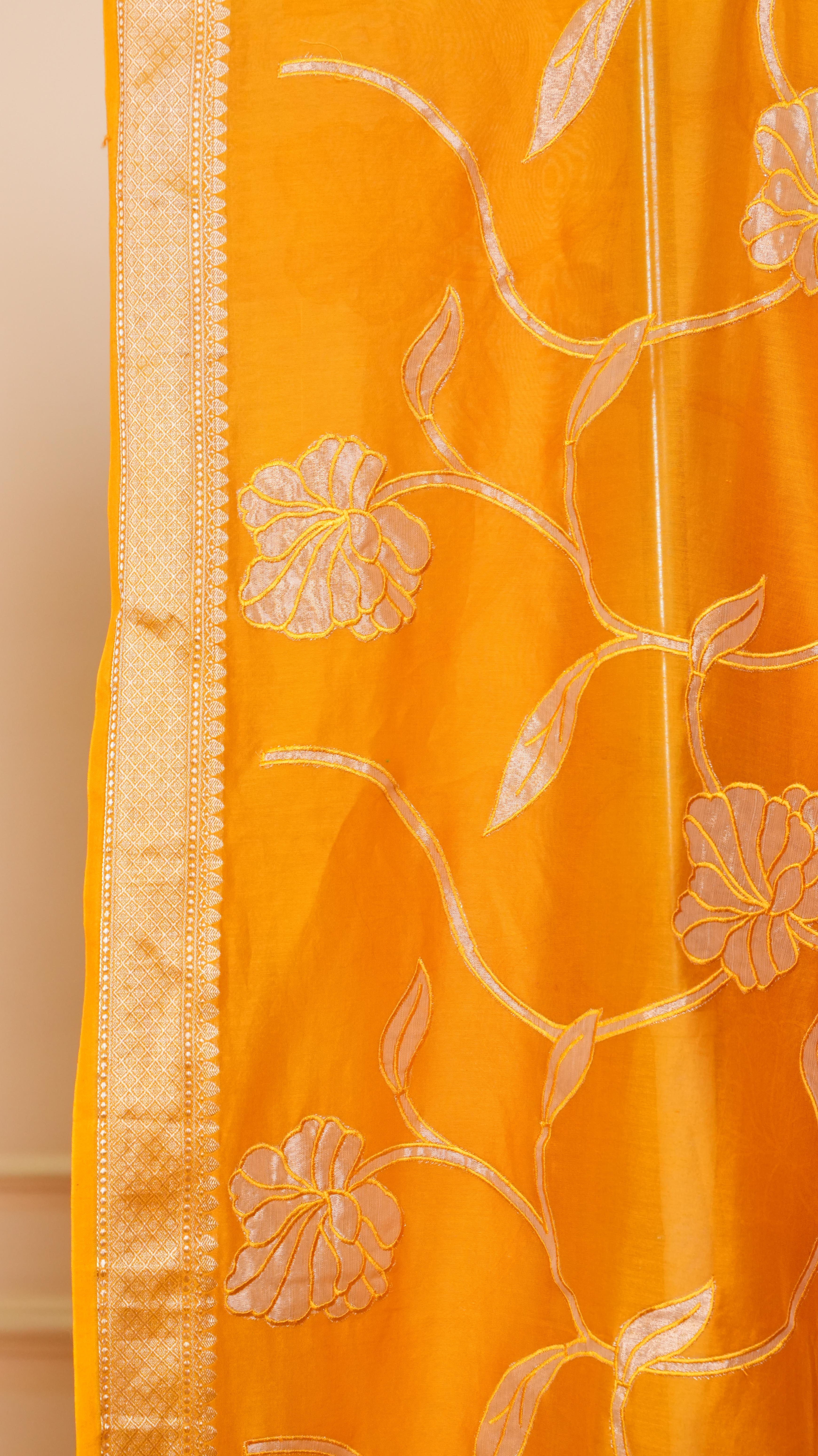 Azure Blossom Embroidered Organza Unstitched Suit Set