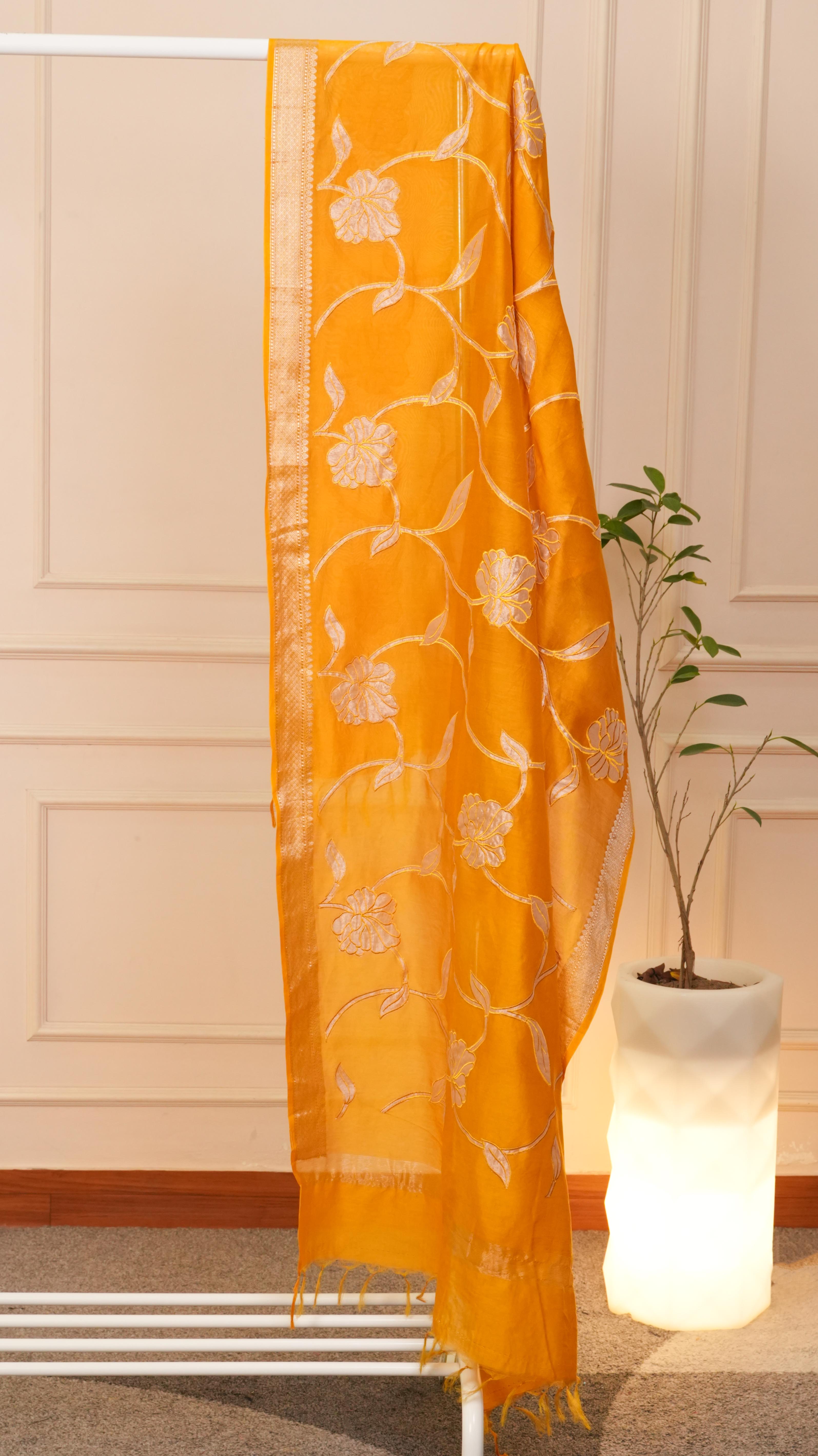 Azure Blossom Embroidered Organza Unstitched Suit Set