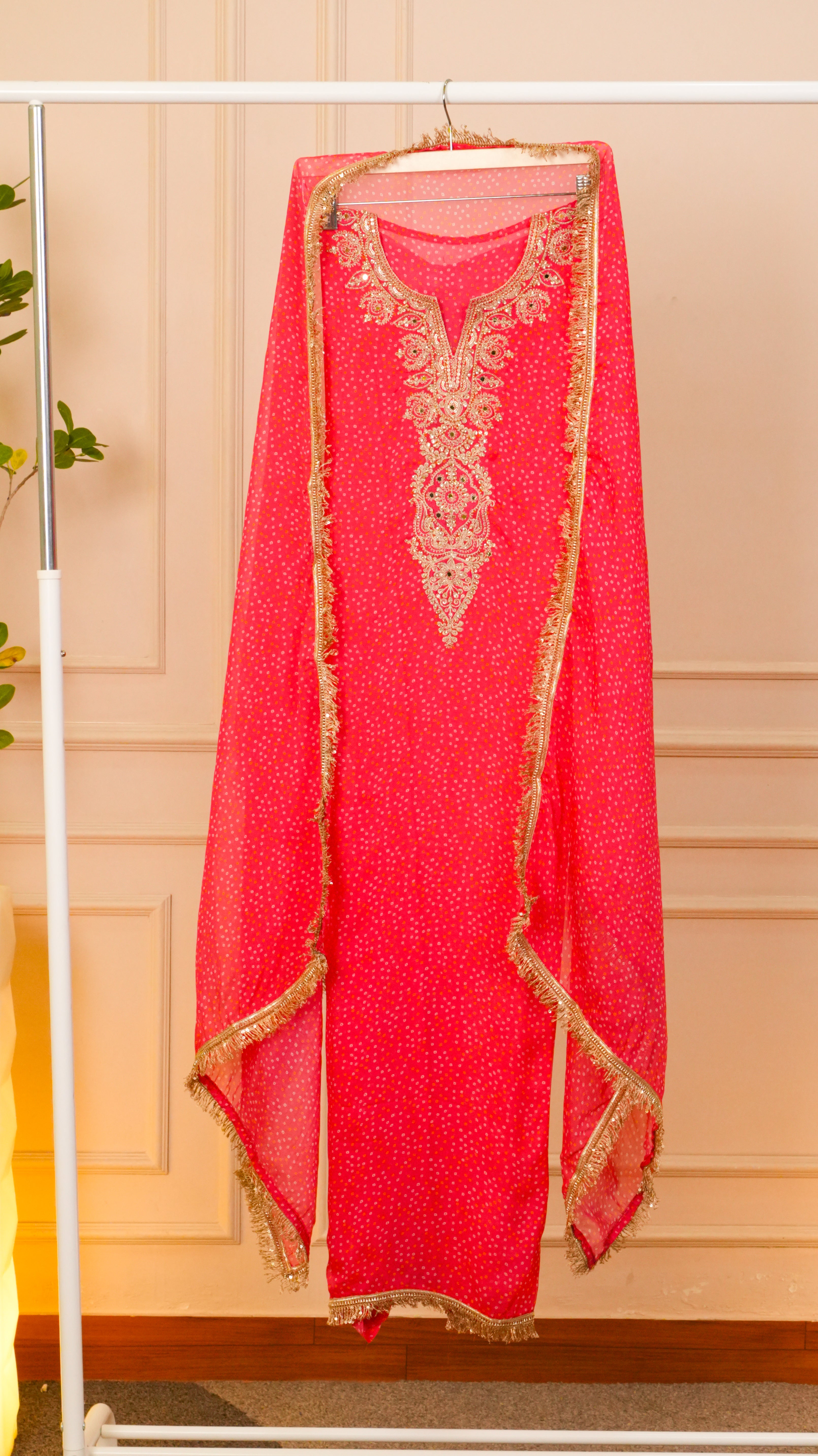 Dusk Rose Pure Organza Floral Embroidered Suit Set