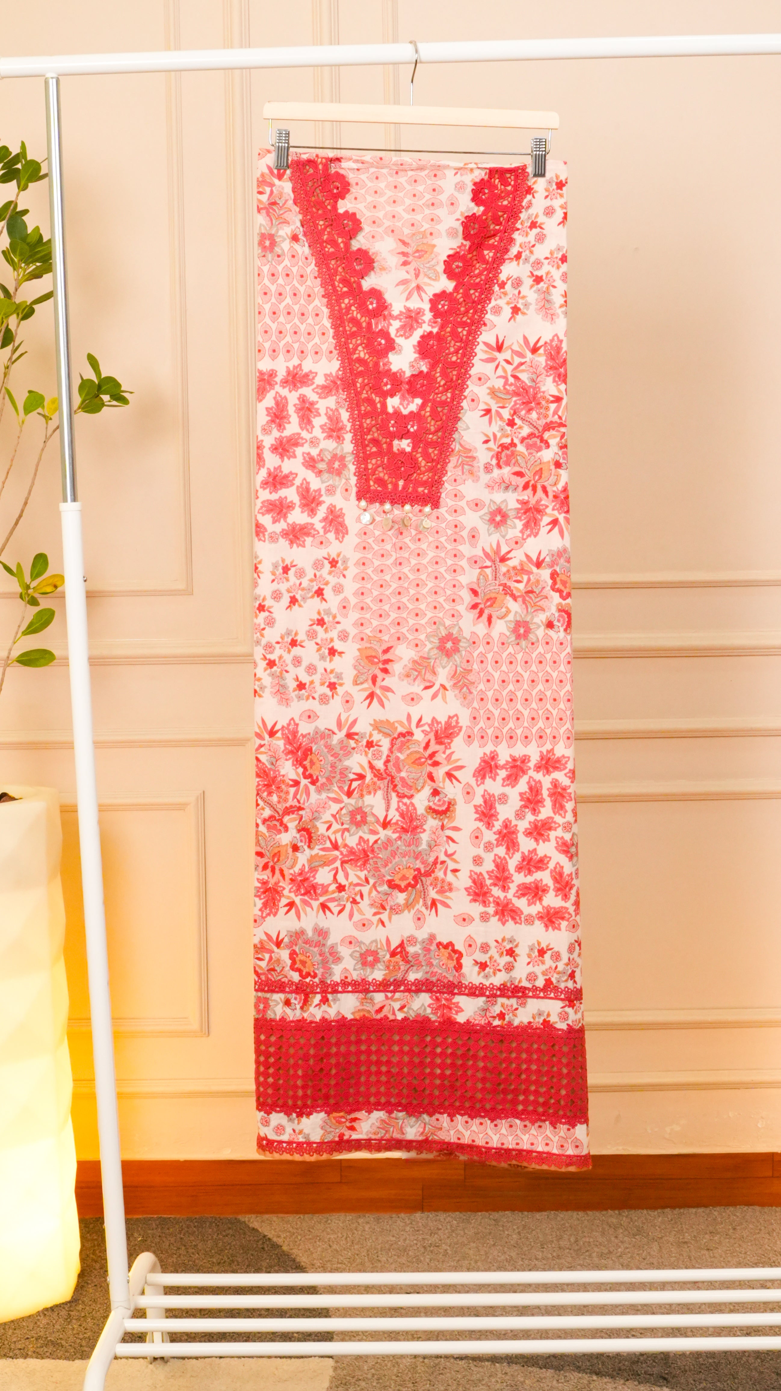 Marigold Pure Organza Floral Vine Unstitched Suit Set