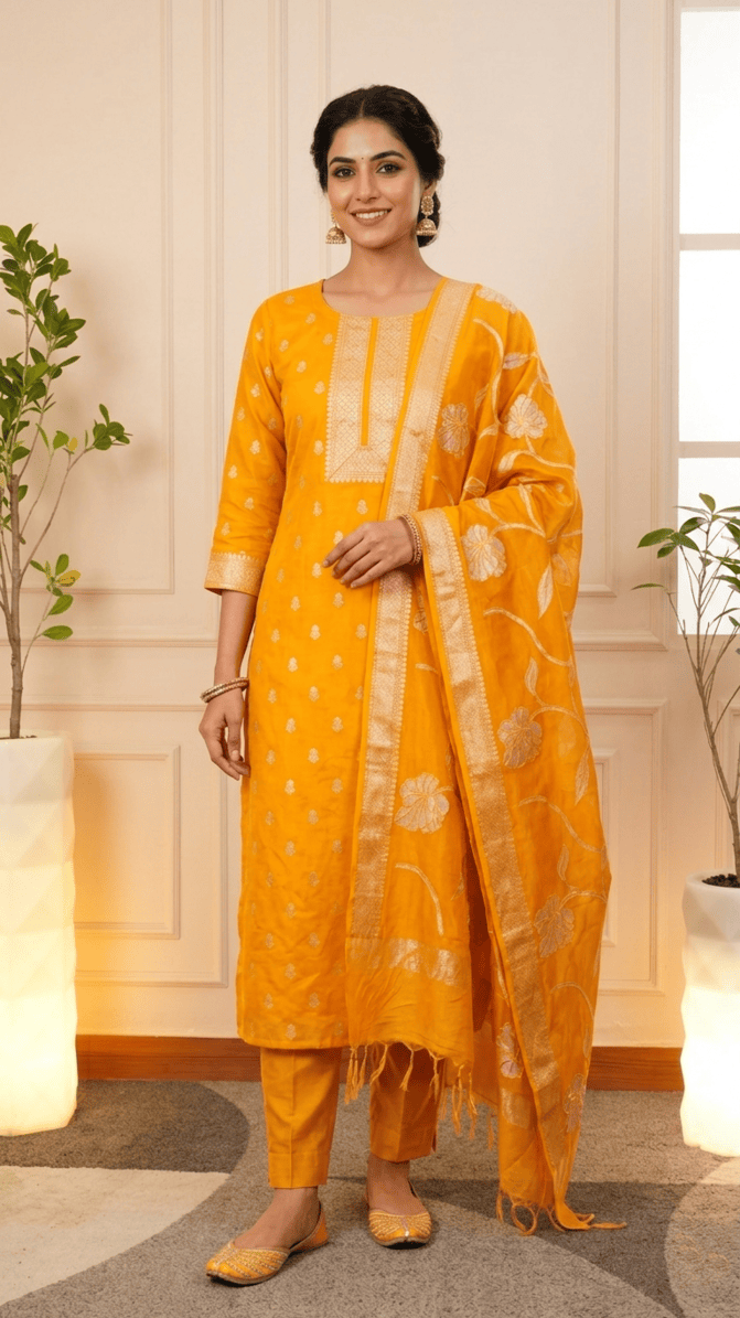 Azure Blossom Embroidered Organza Unstitched Suit Set