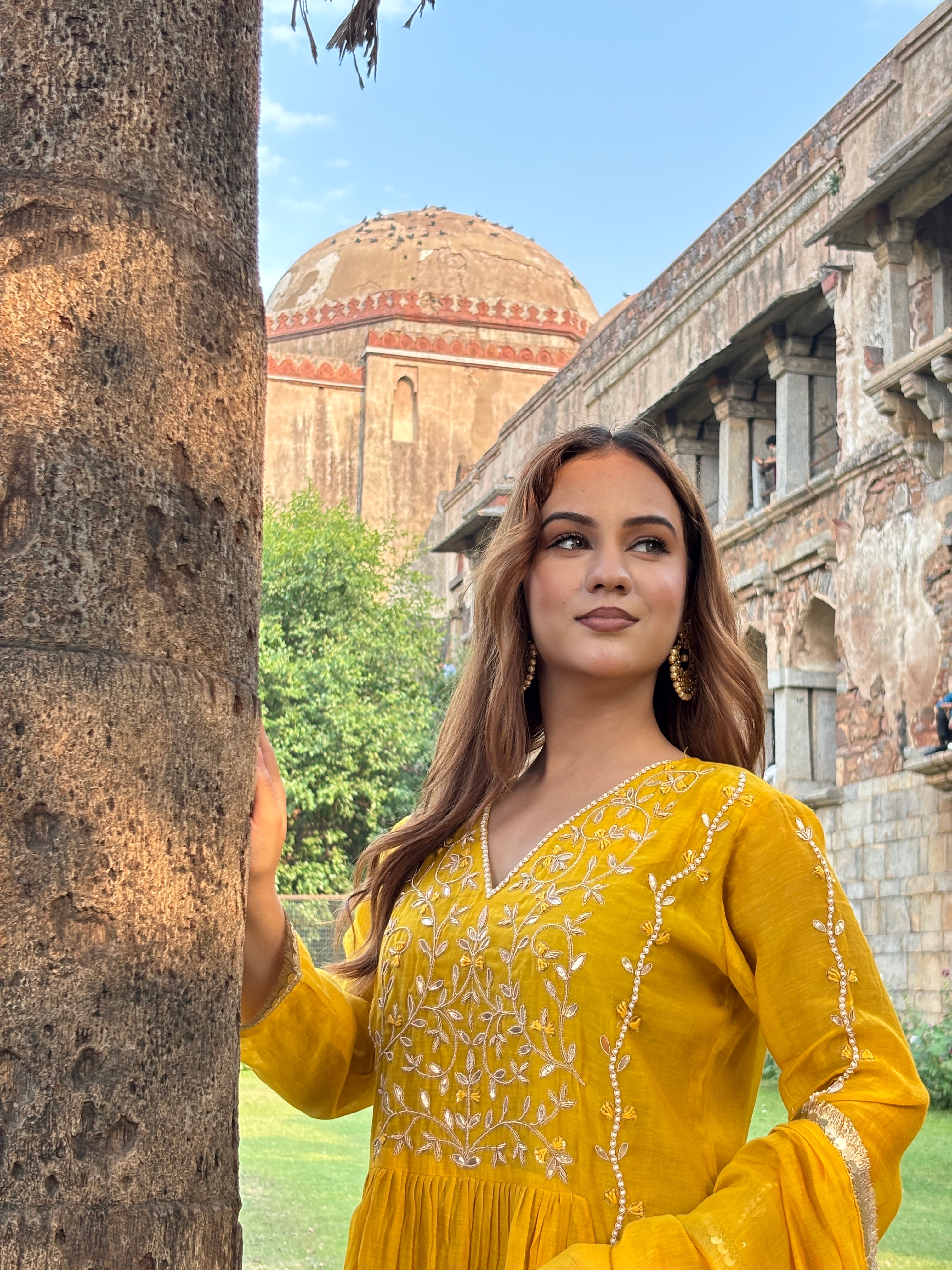 Haldi Yellow Mul Chanderi Suit Set