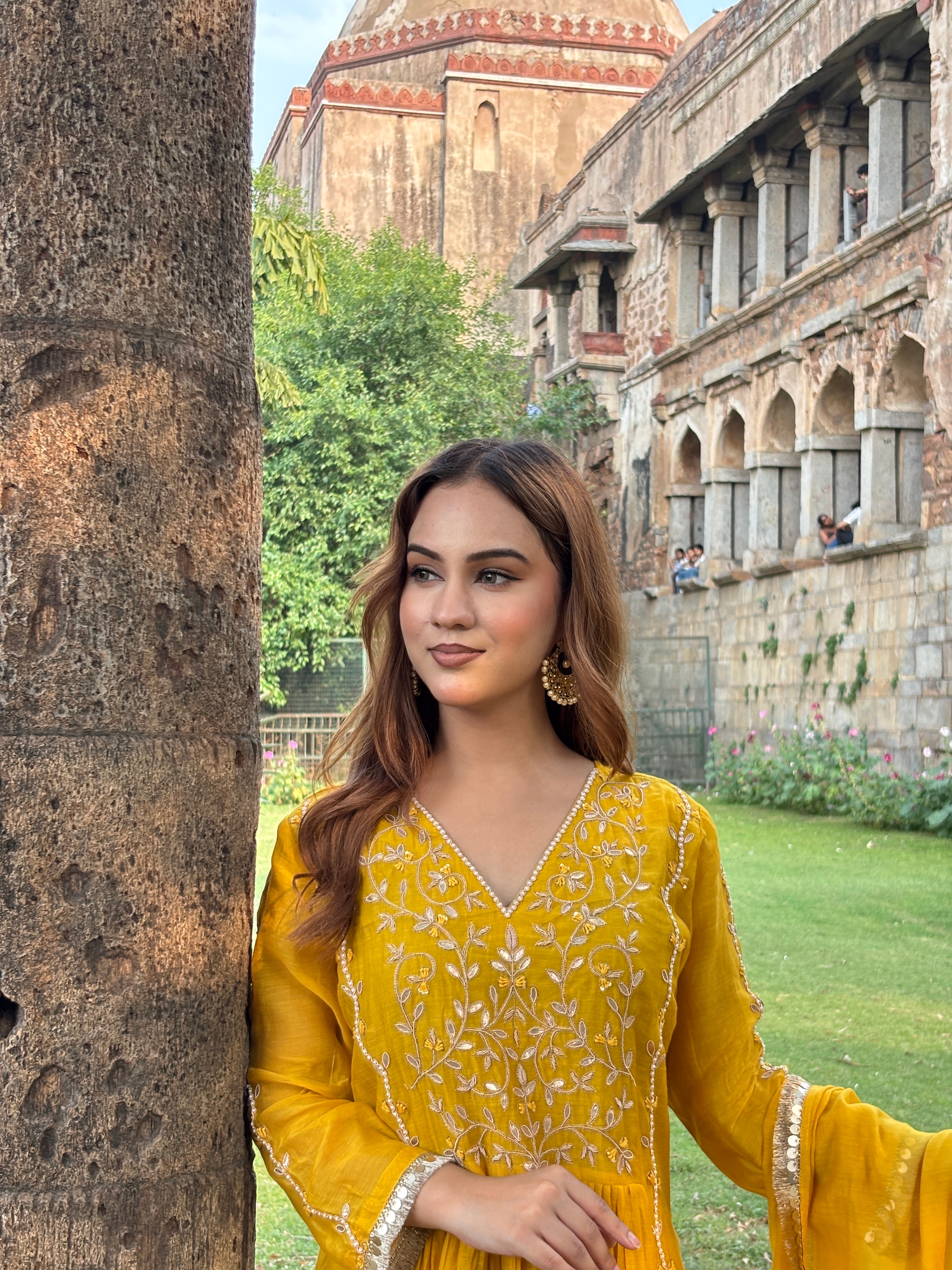 Haldi Yellow Mul Chanderi Suit Set