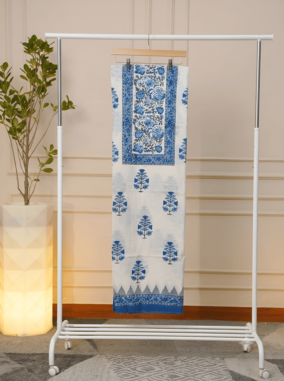 Pure Cotton Suit Set in Indigo Block Print – Jiashaanti