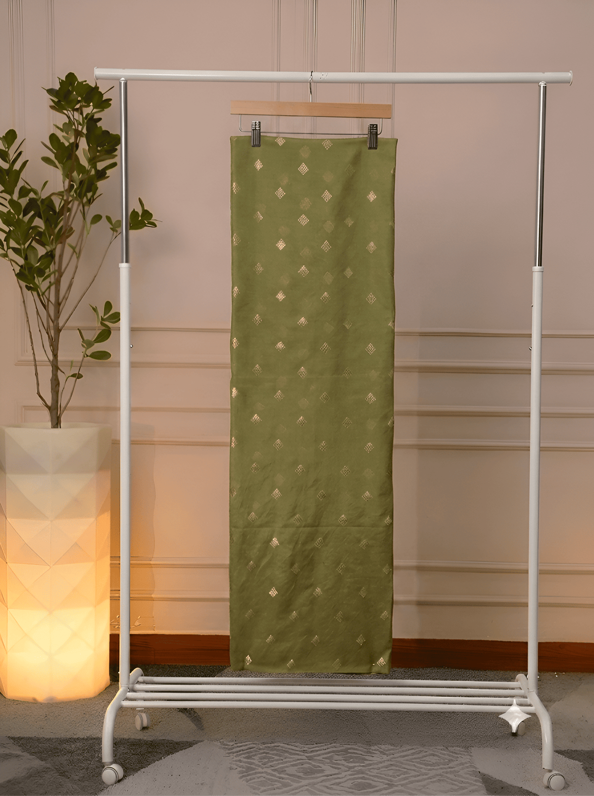 Moss Green Booti Silk Cotton Unstitched Suit Set – Front View – Jiashaanti
