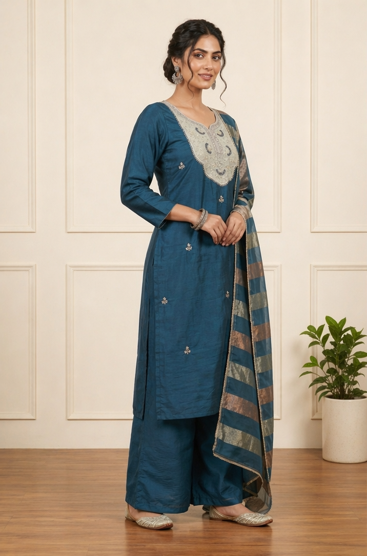Regal Satin Silk Elegance Suit Set for Women | Luxury Ethnic Wear