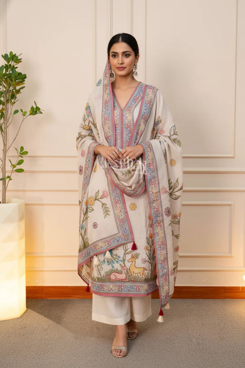 Elegant Ivory Ethnic Suit Set