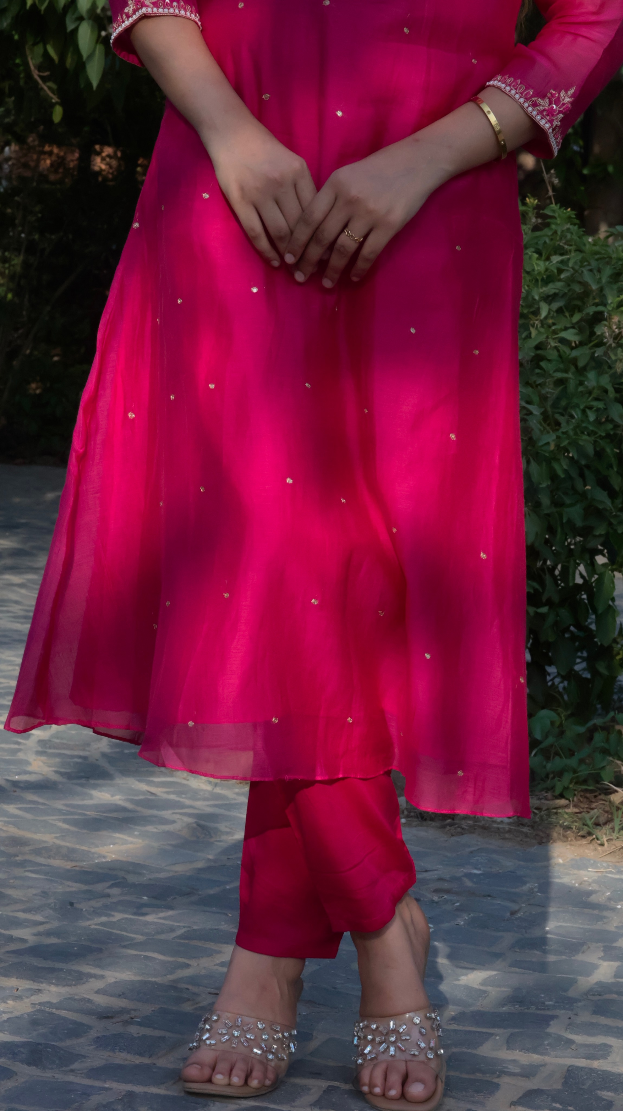 Hot Pink Chanderi Silk Suit Set