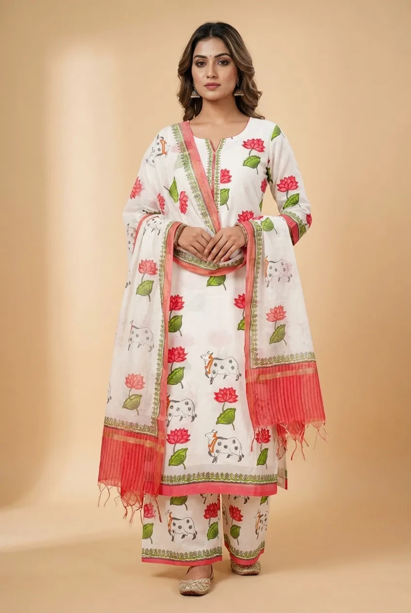 White Unstitched Suit Set