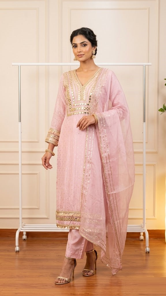 Ethereal Pastel Pink Festive Ensemble Suit Set