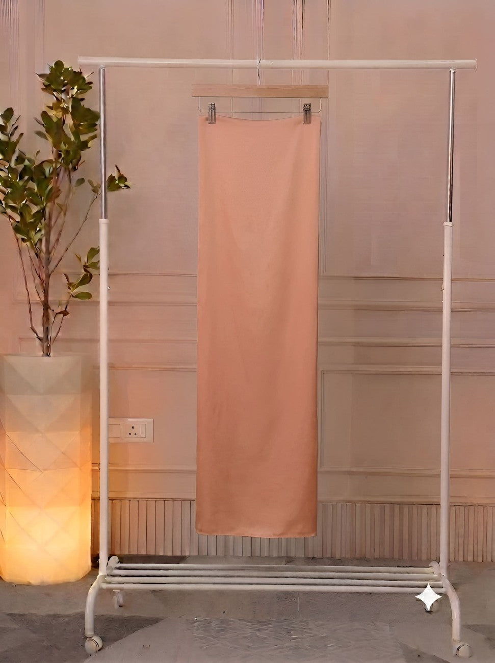 Peach silk bottom fabric for embroidered unstitched suit set