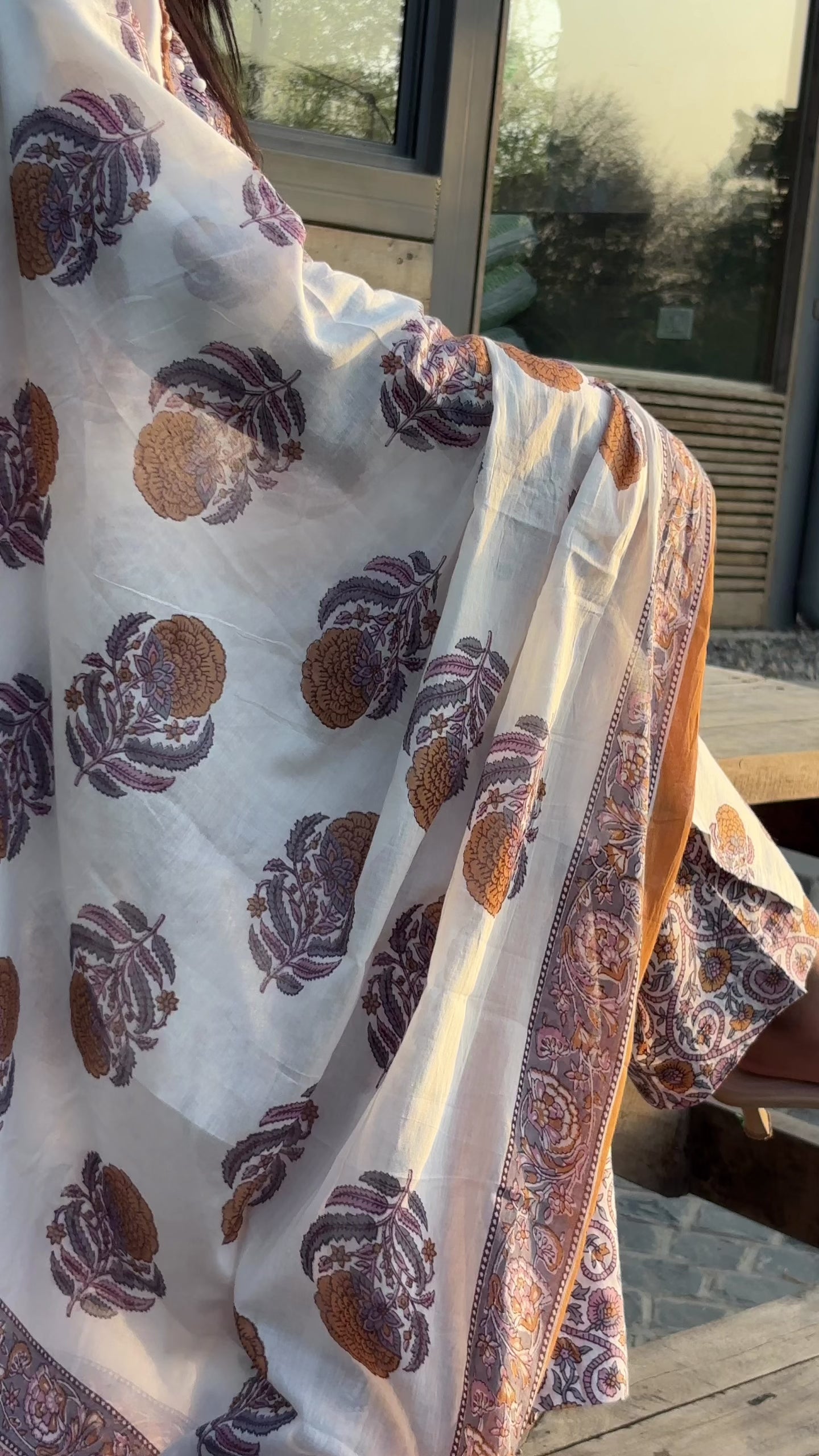 Lavender & Ochre Block-Printed Cotton Suit Set